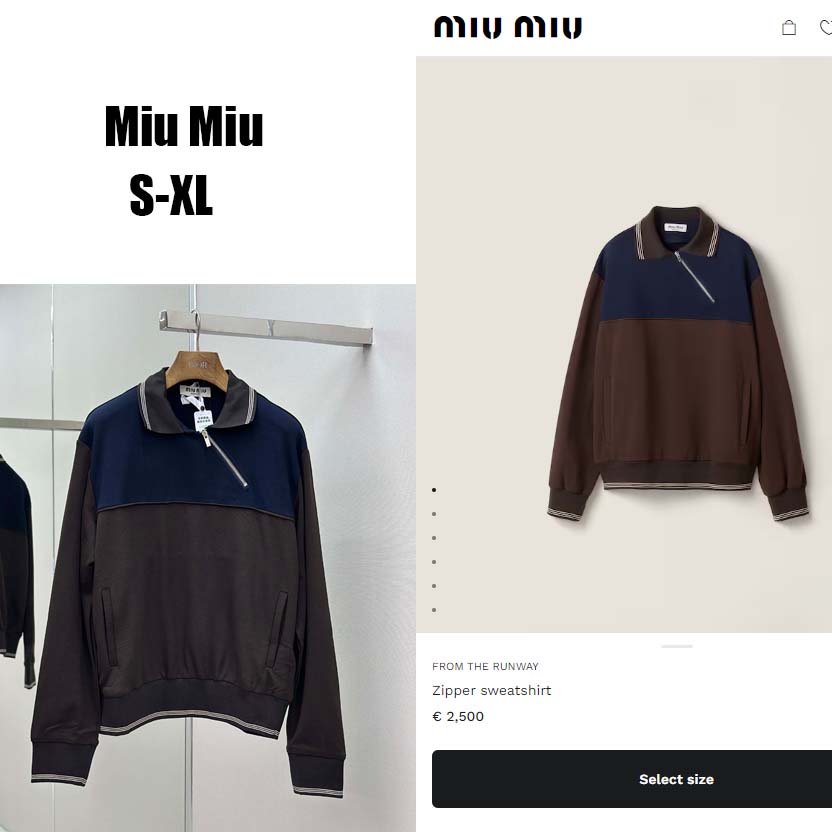 Miu Miu Zipper Sweatshirt - DesignerGu