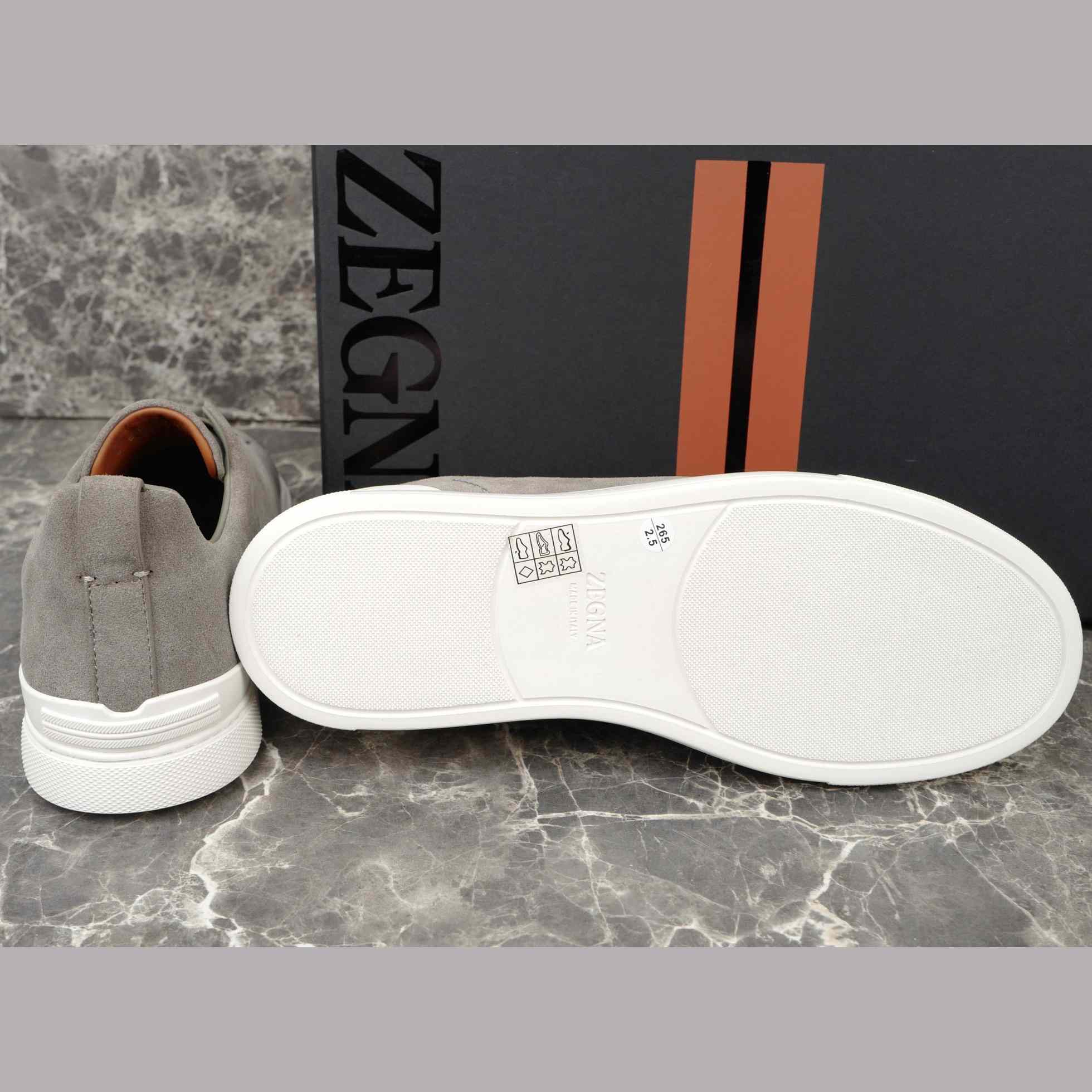 Zegna Utility Blue suede Triple Stitch™ Sneakers - DesignerGu