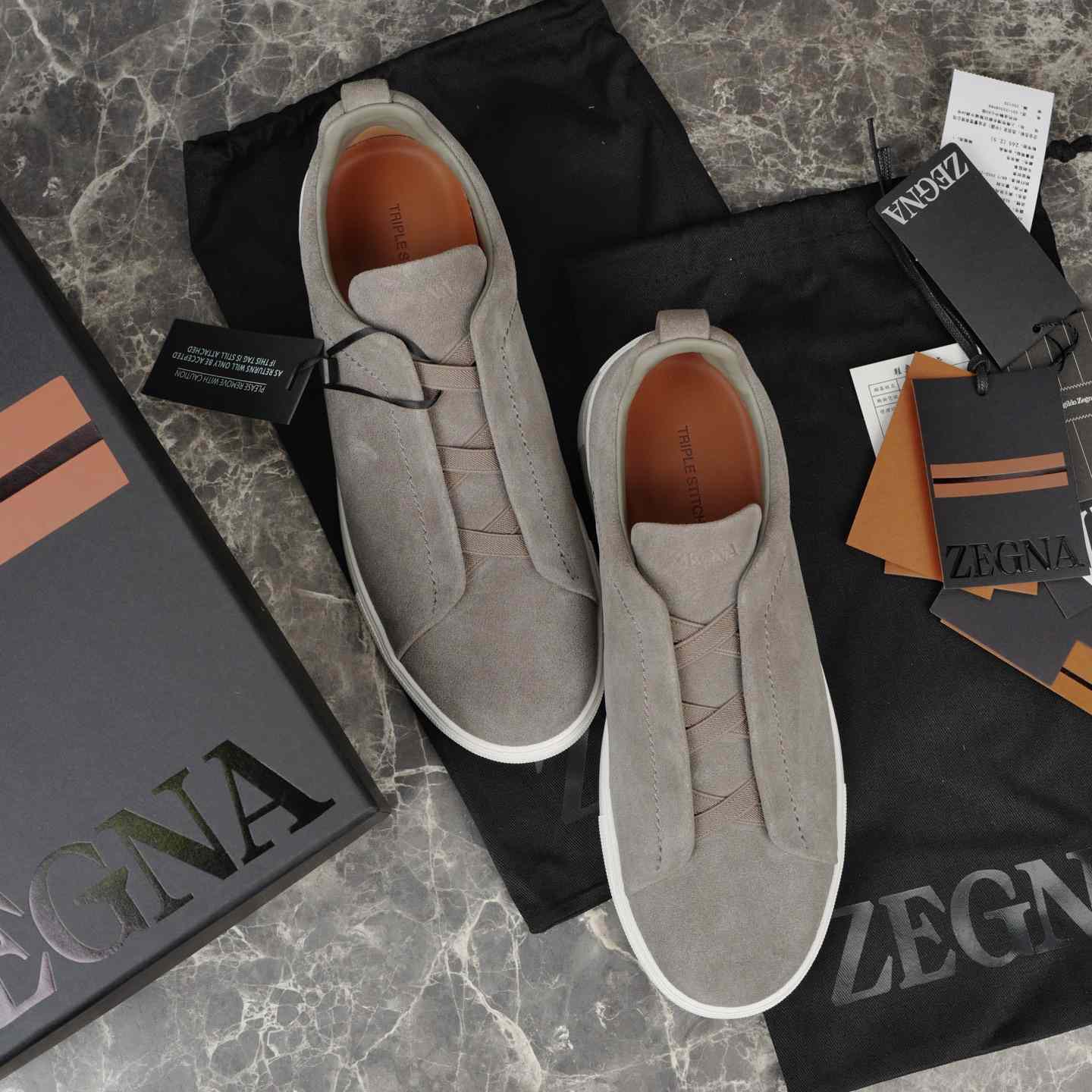 Zegna Utility Blue suede Triple Stitch™ Sneakers - DesignerGu