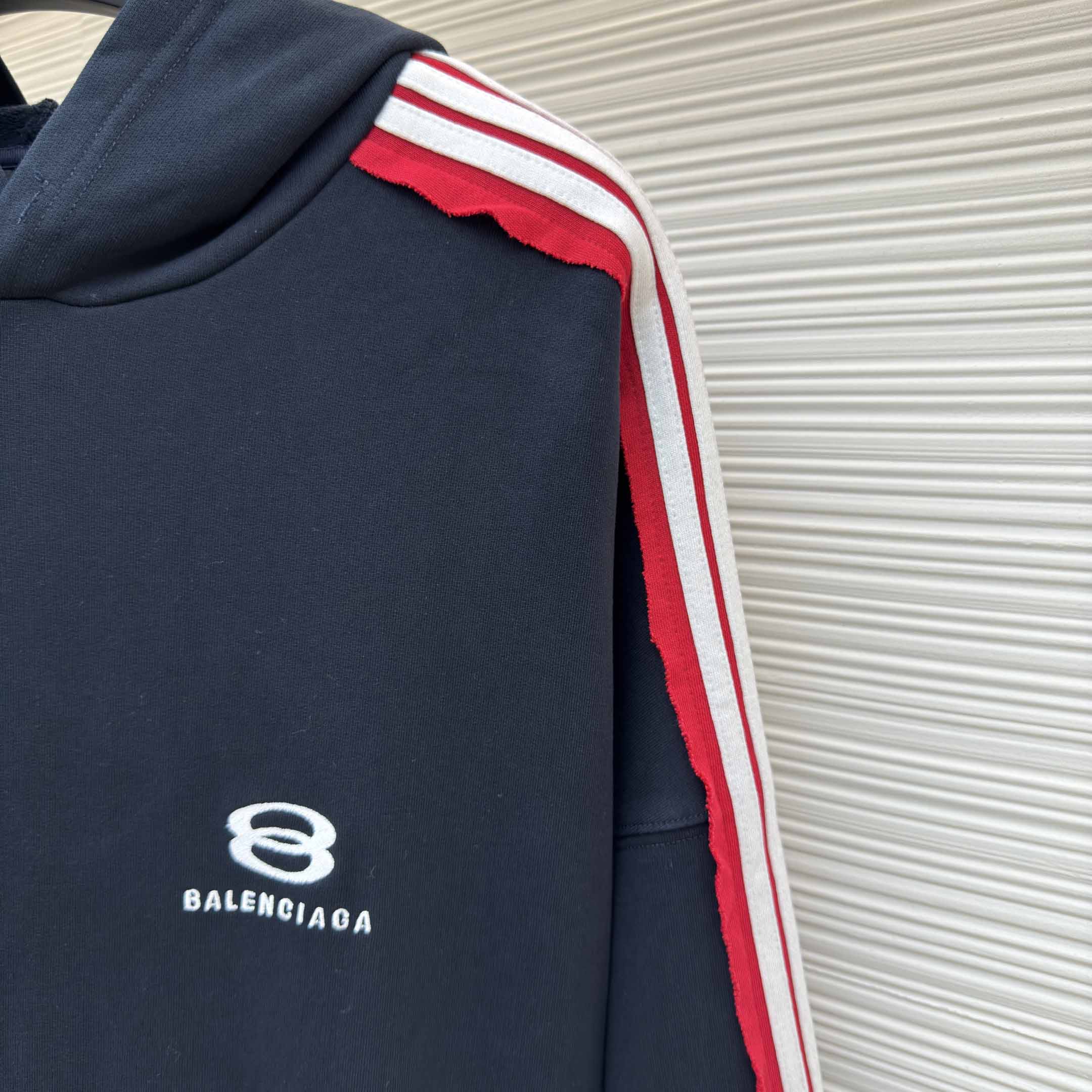 Balenciaga Unity Sports Icon Large Hoodie in faded black and white dry fleece - DesignerGu