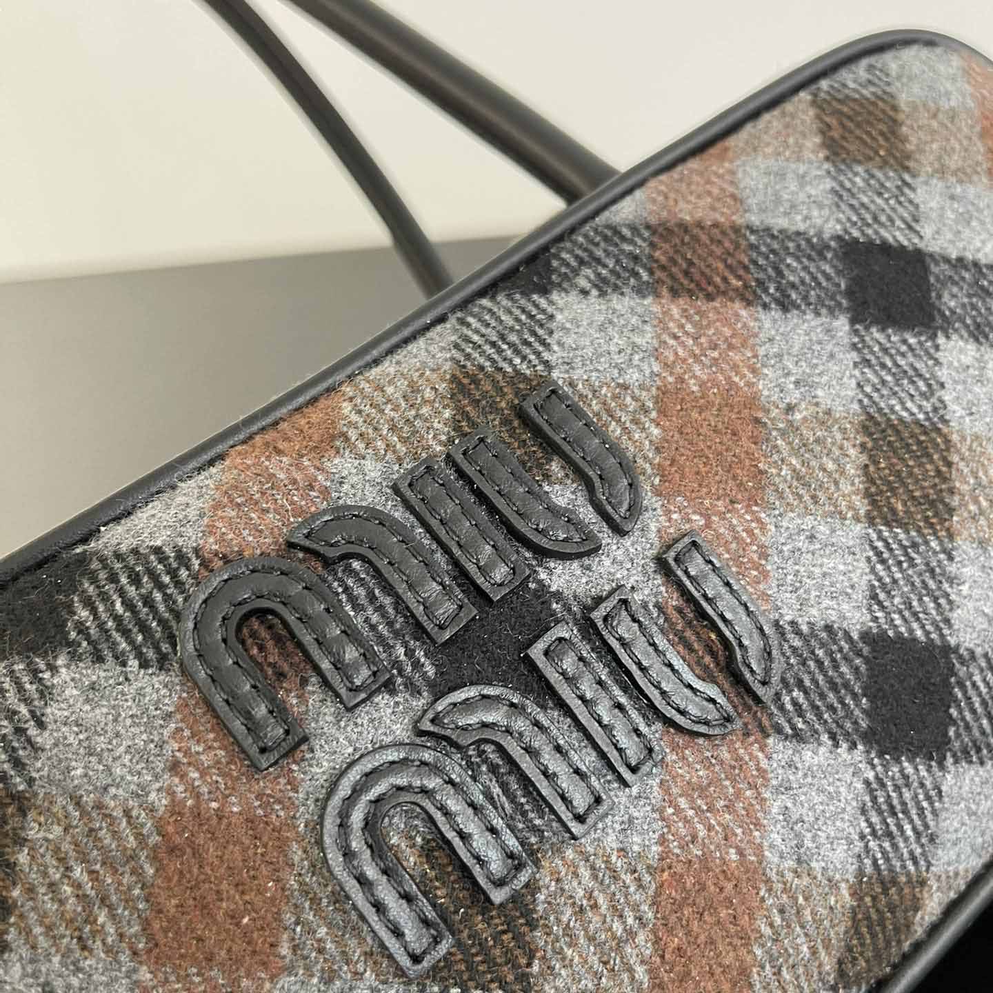 Miu Miu Beau Plaid And Leather Bag - DesignerGu