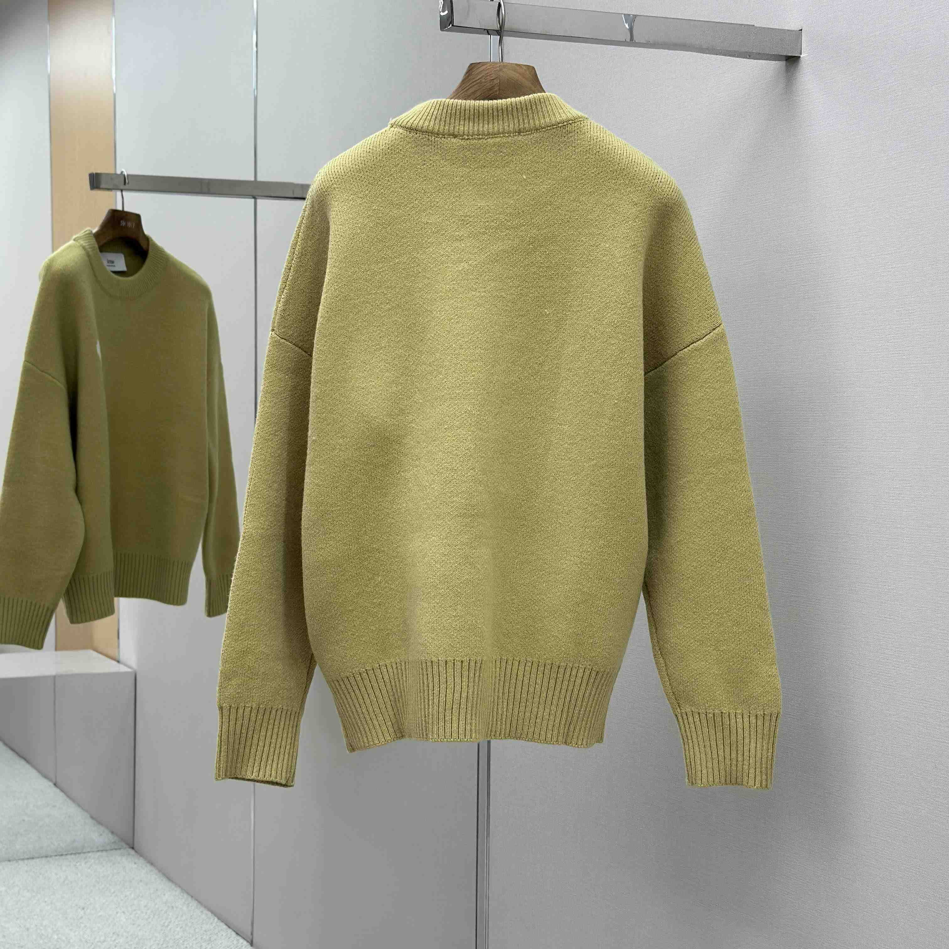 AMI Paris Yellow Alpaca Ami De Coeur Crewneck Sweater - DesignerGu