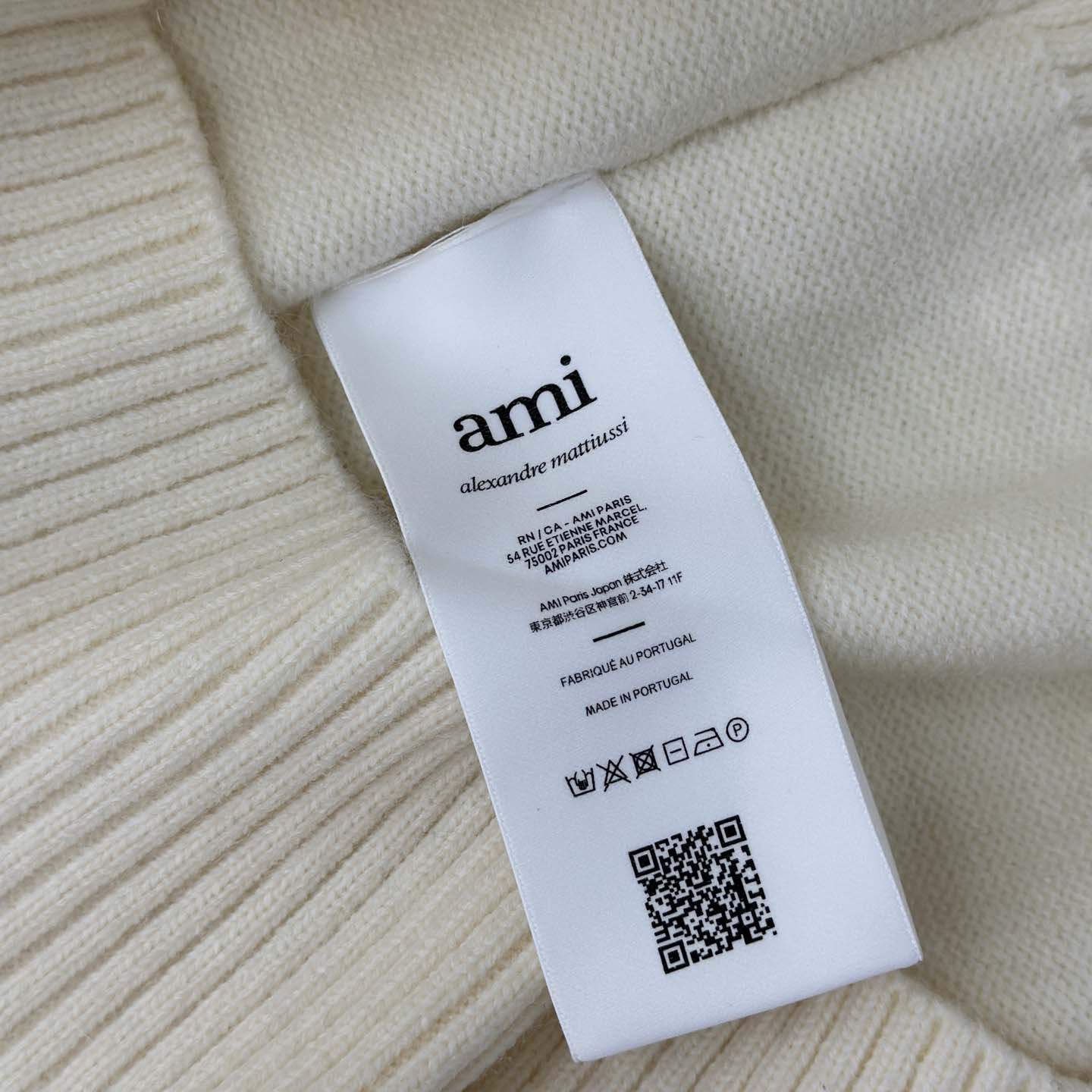 AMI Paris White Wool Ami De Coeur Polo - DesignerGu