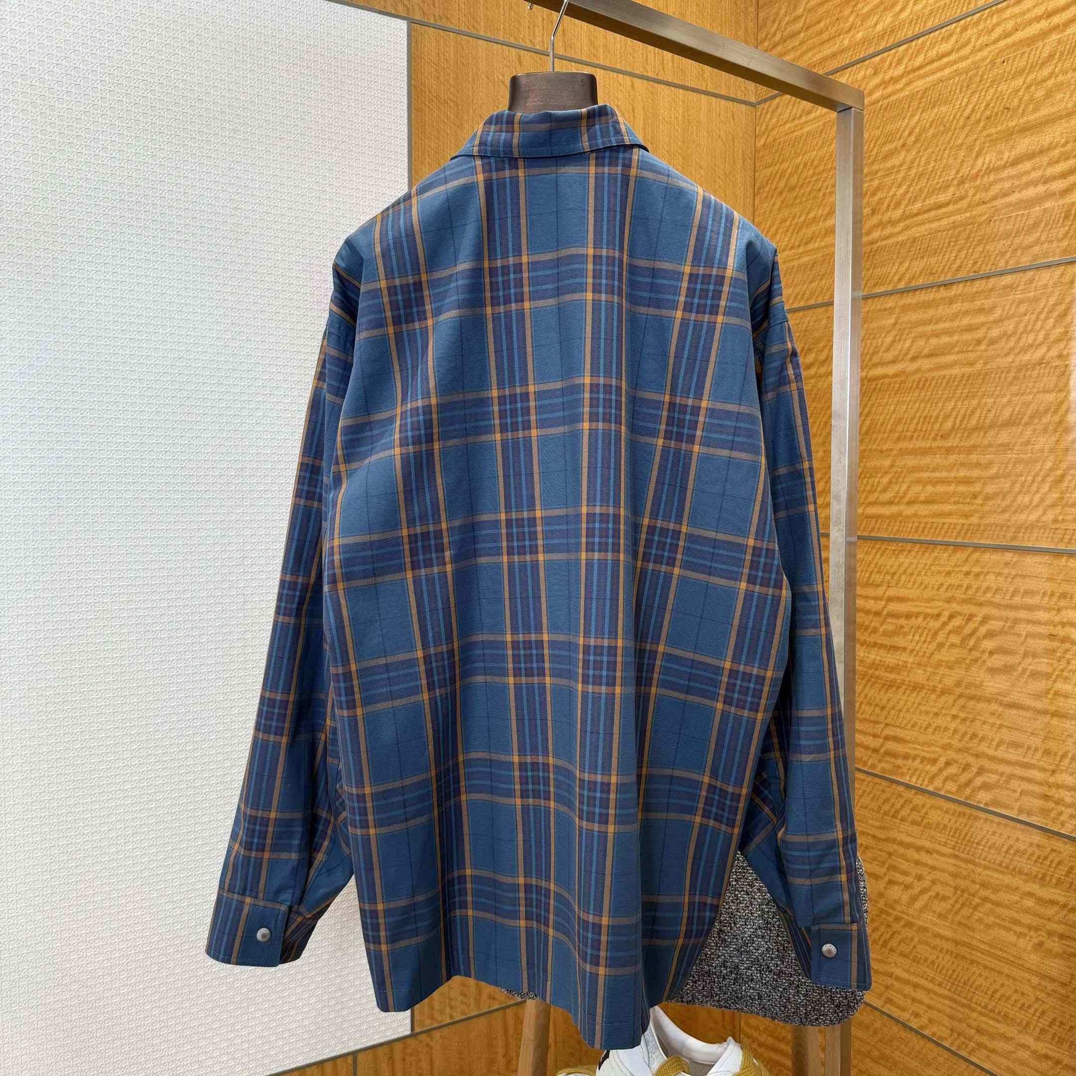 Balenciaga Zip-Up Shirt In Blue And Orange - DesignerGu