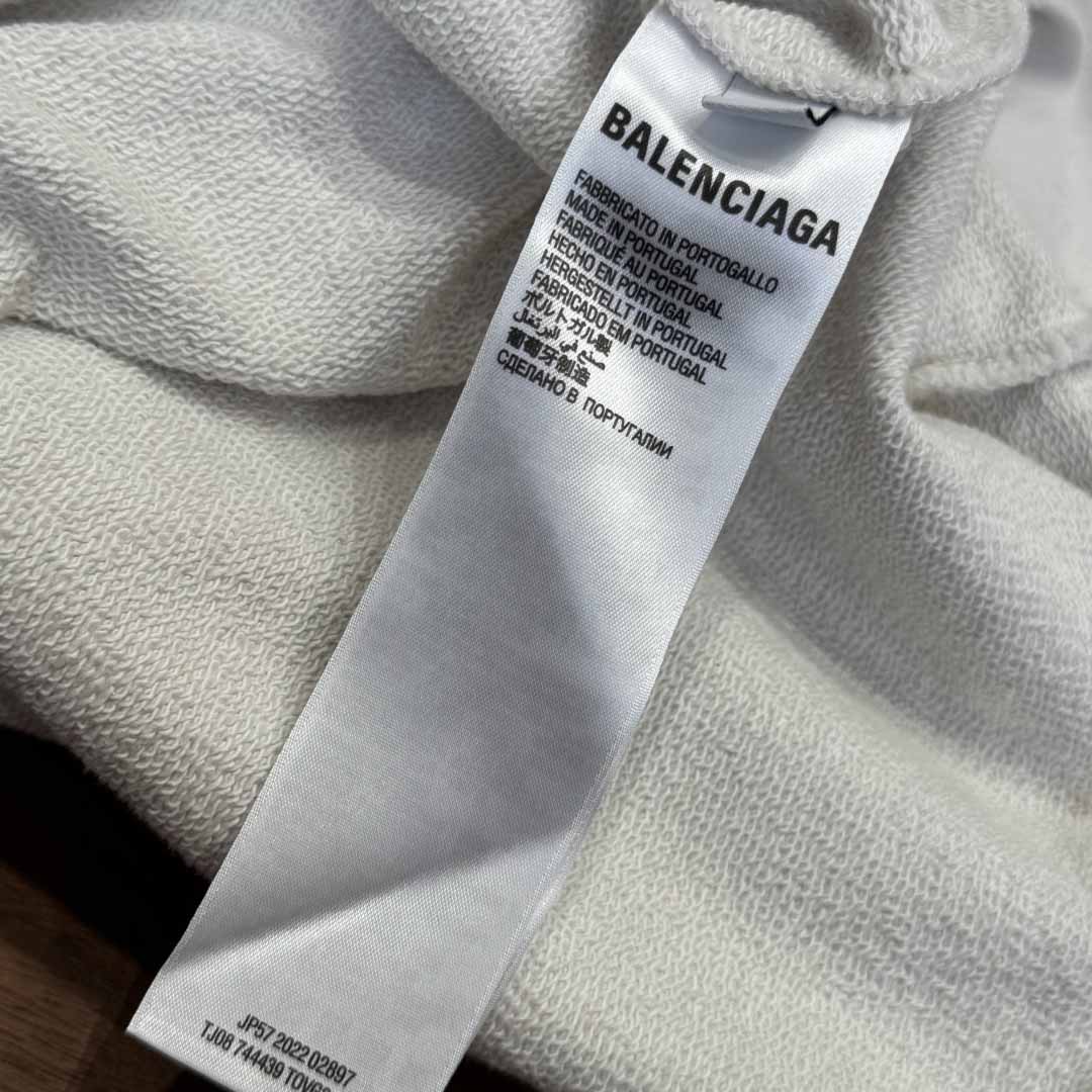 Balenciaga Back Zip-Up Hoodie Regular Fit In Dirty White And Blue Dry Fleece - DesignerGu