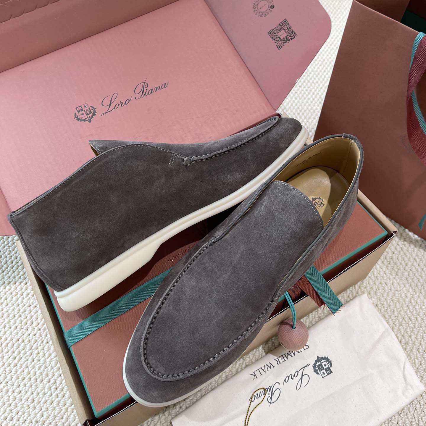 Loro Piana White Sole Summer Walk Loafers - DesignerGu