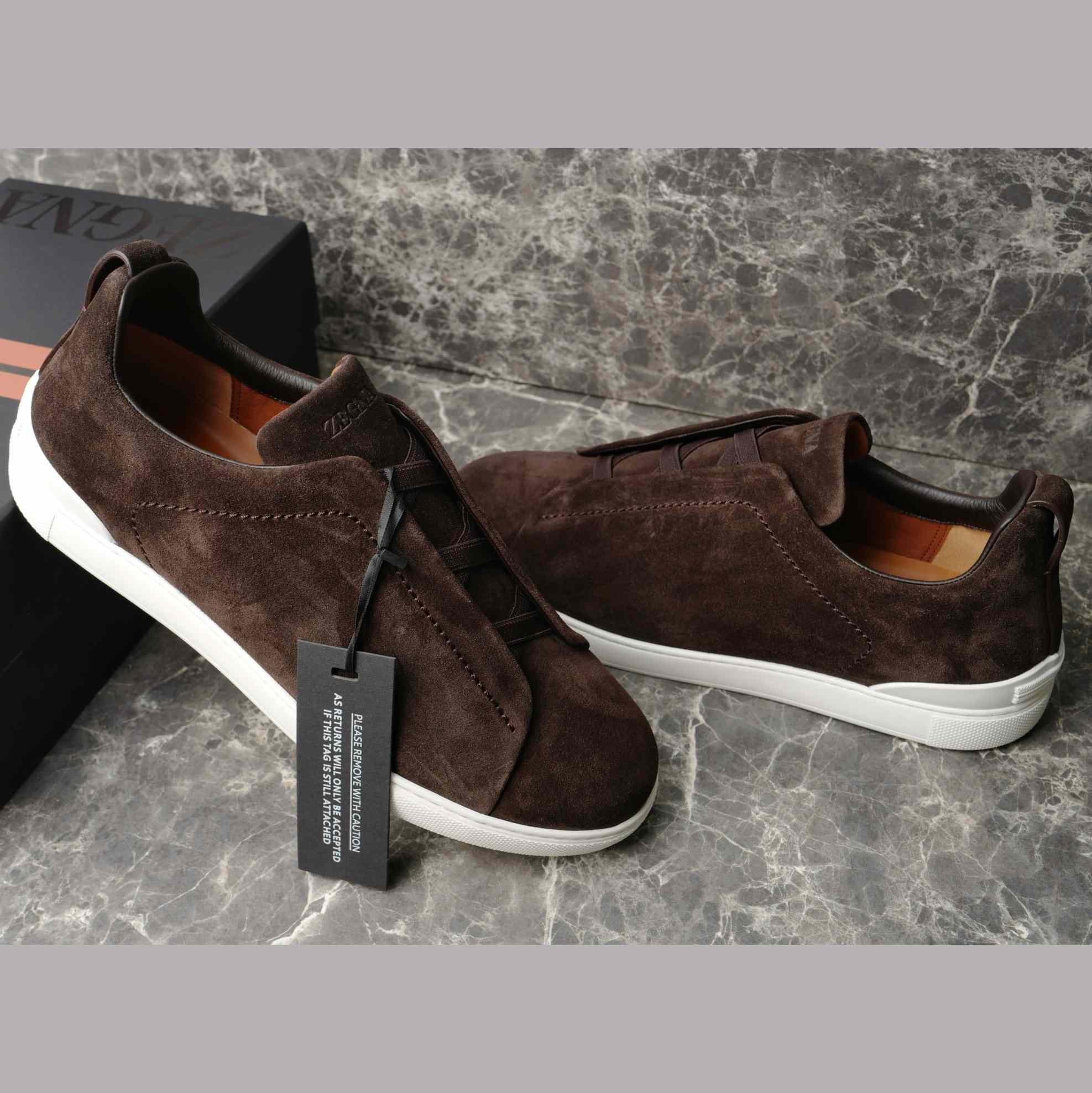 Zegna Utility Blue suede Triple Stitch™ Sneakers - DesignerGu