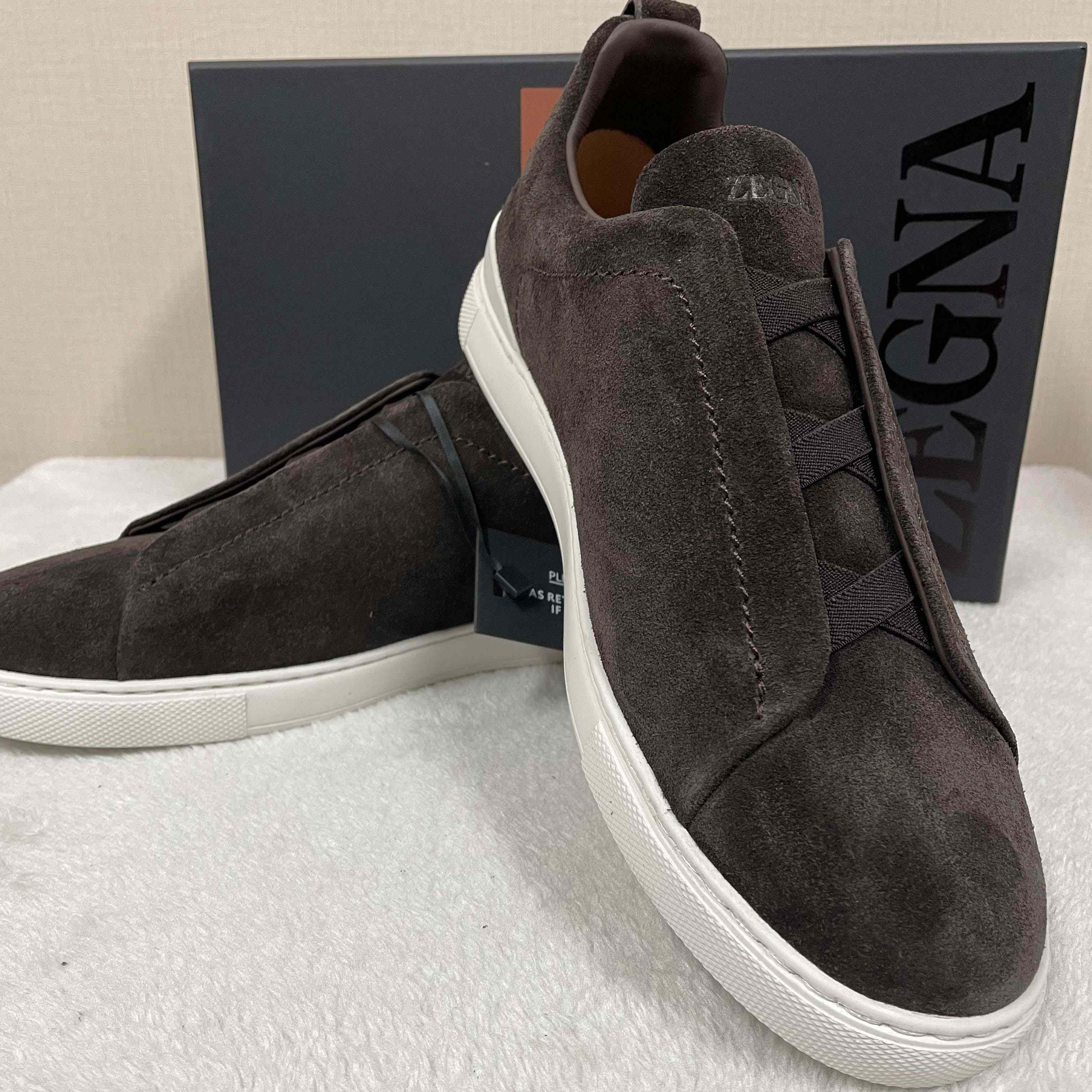 Zegna Utility Blue suede Triple Stitch™ Sneakers - DesignerGu