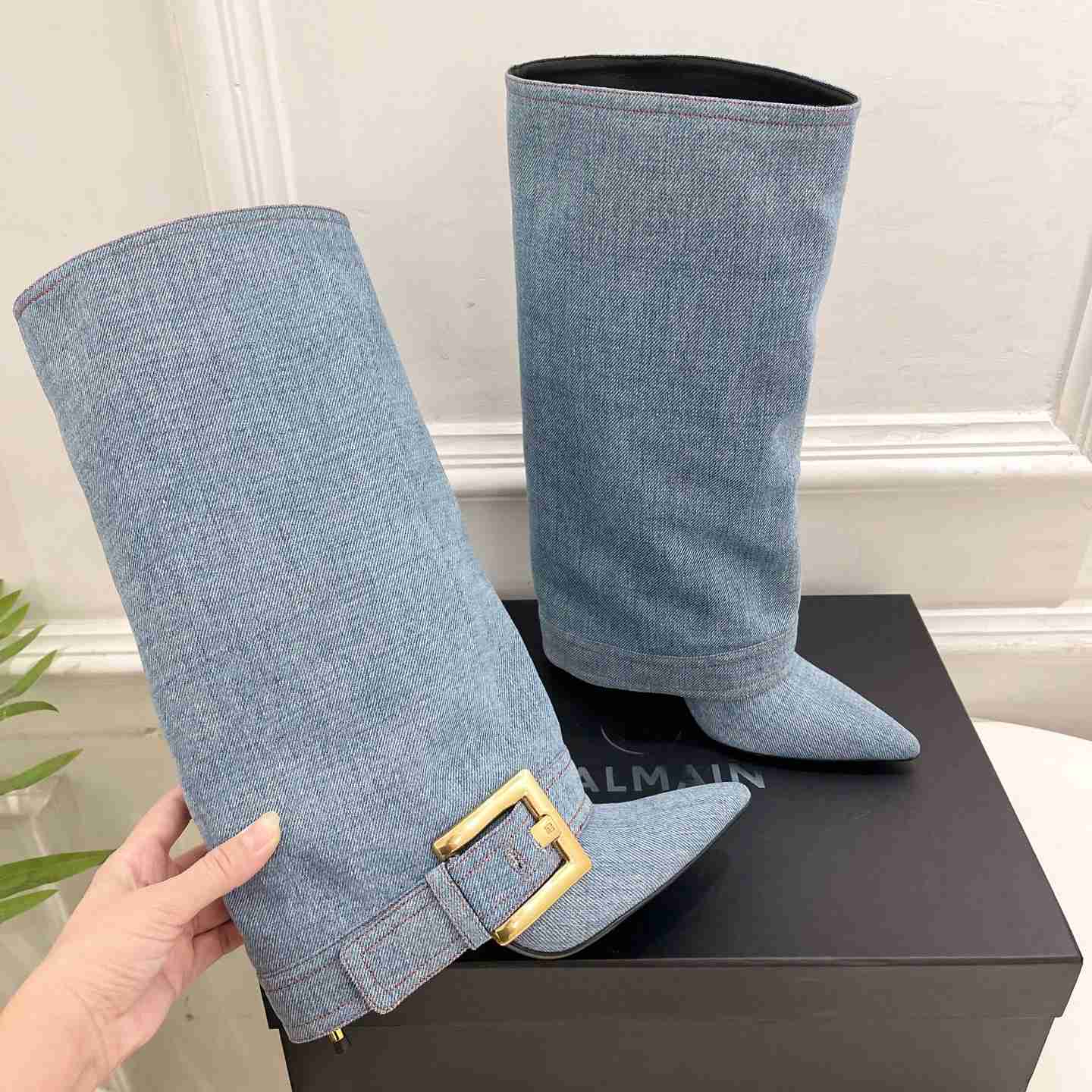 Balmain Anthem Denim Boots - DesignerGu