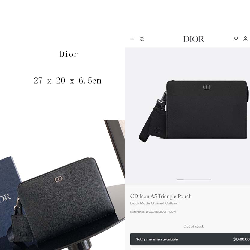 Dior CD Icon A5 Triangle Pouch  - DesignerGu