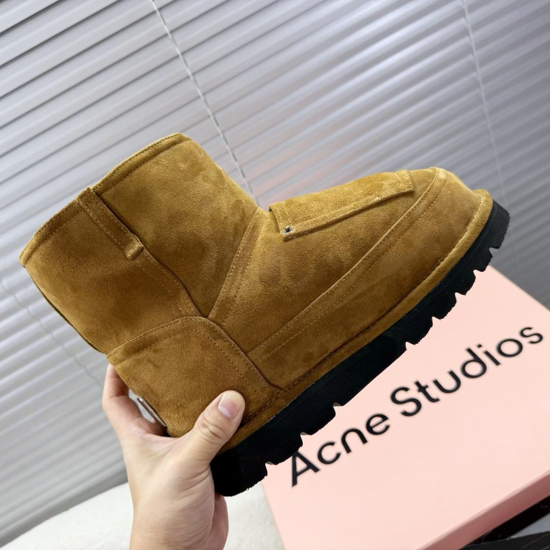 Acne Studios Tobacco Brown Shearling Leather Boots - DesignerGu