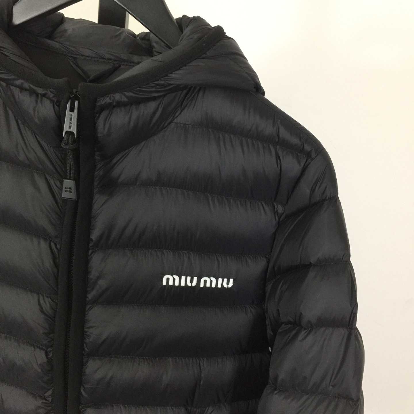 Miu Miu Black Down Hoodie Jacket - DesignerGu