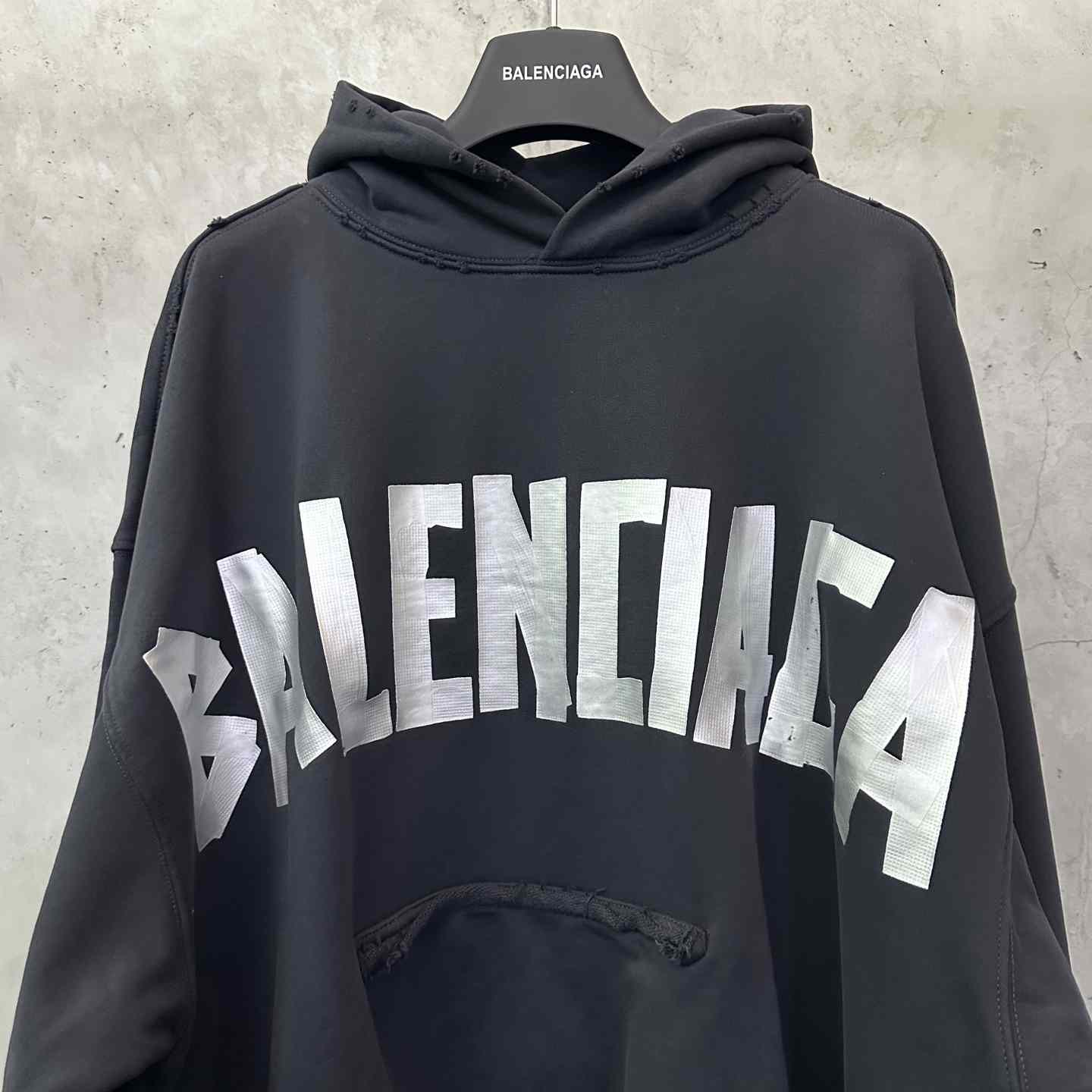 Balenciaga Tape Type Ripped Hoodie - DesignerGu