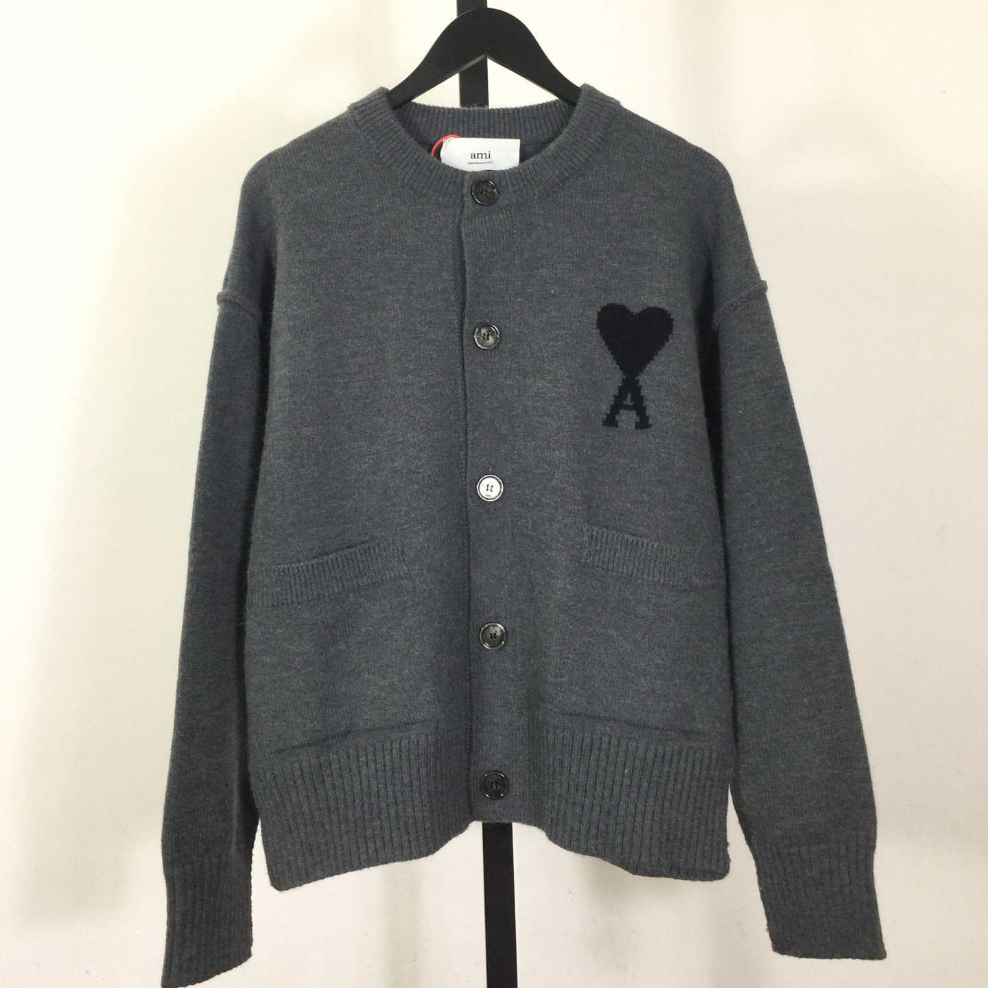 AMI Paris Ami De Coeur Wool Cardigan - DesignerGu