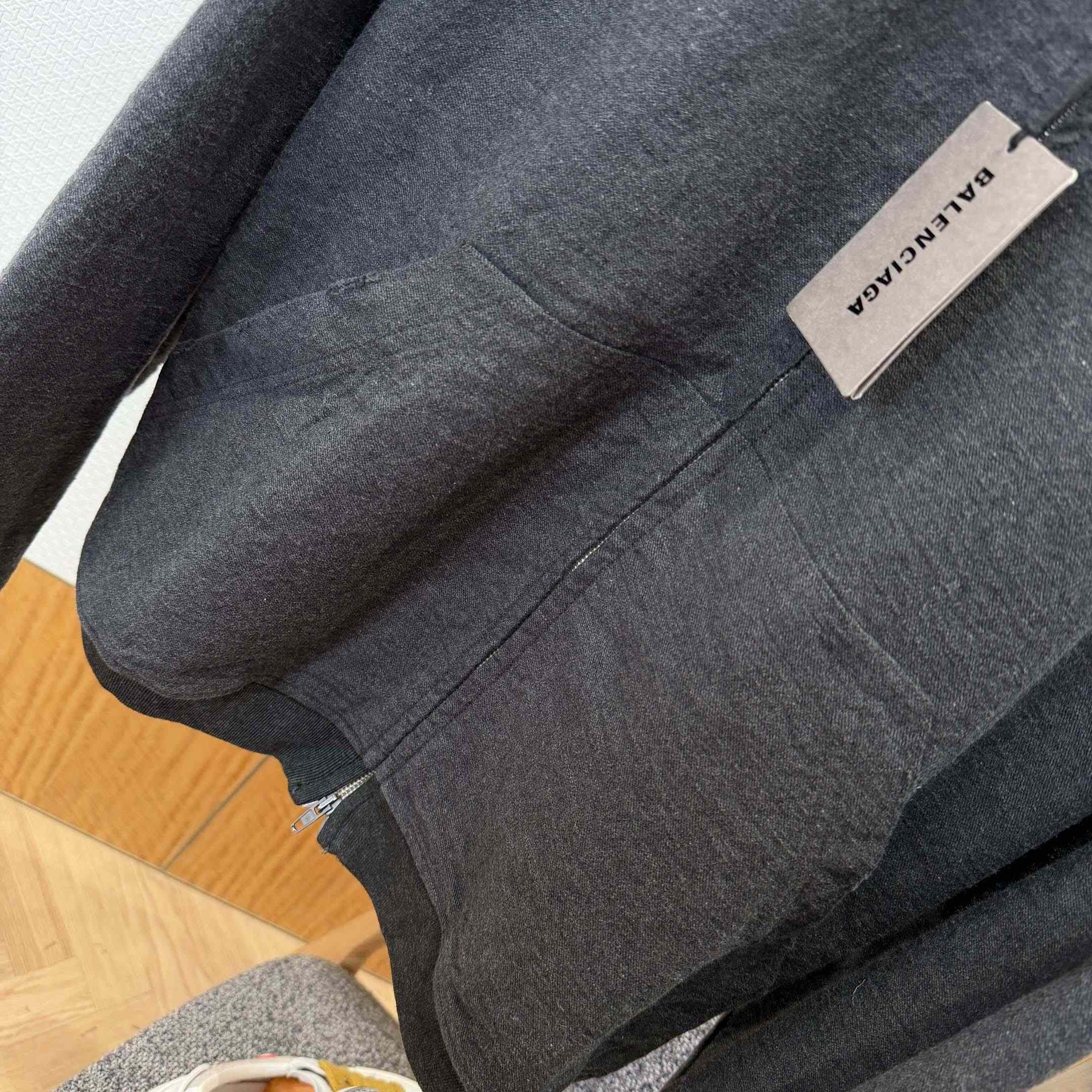 Balenciaga Men's Trompe L'œil Hoodie in Anthracite - DesignerGu