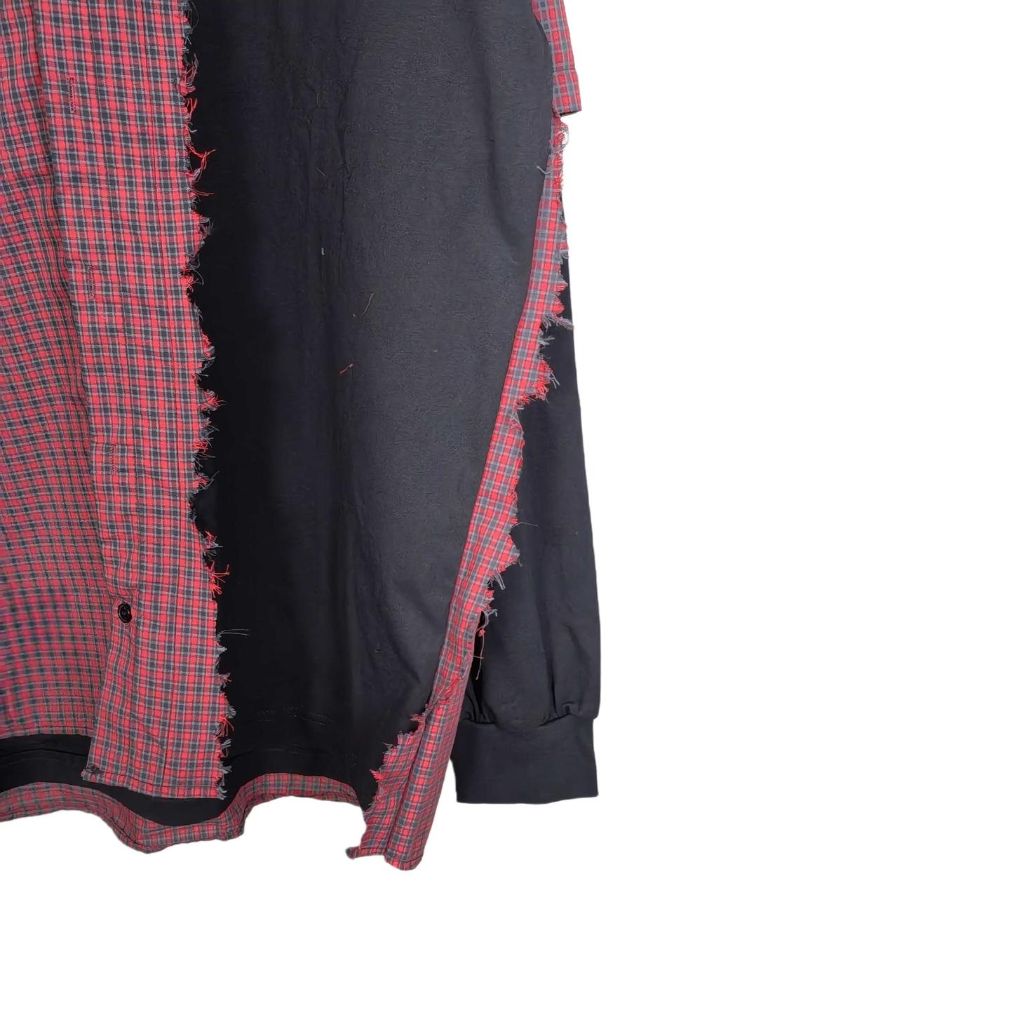 Balenciaga Men's Blue Paneled Long-Sleeve Shirt - DesignerGu