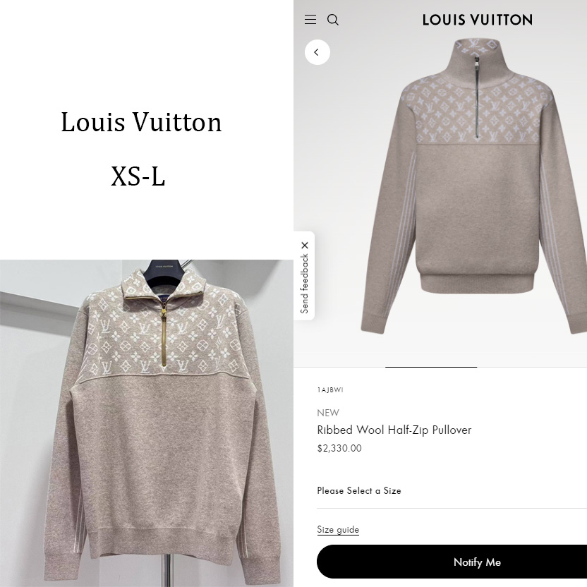 Louis Vuitton Ribbed Wool Half-Zip Pullover   1AJBWI - DesignerGu