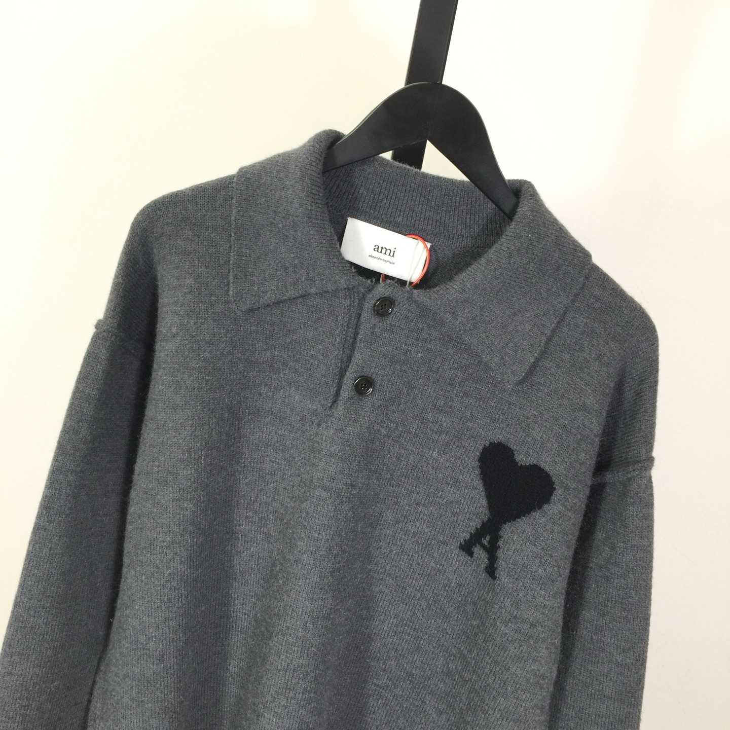 AMI Paris Ami De Coeur Wool Polo Shirt - DesignerGu