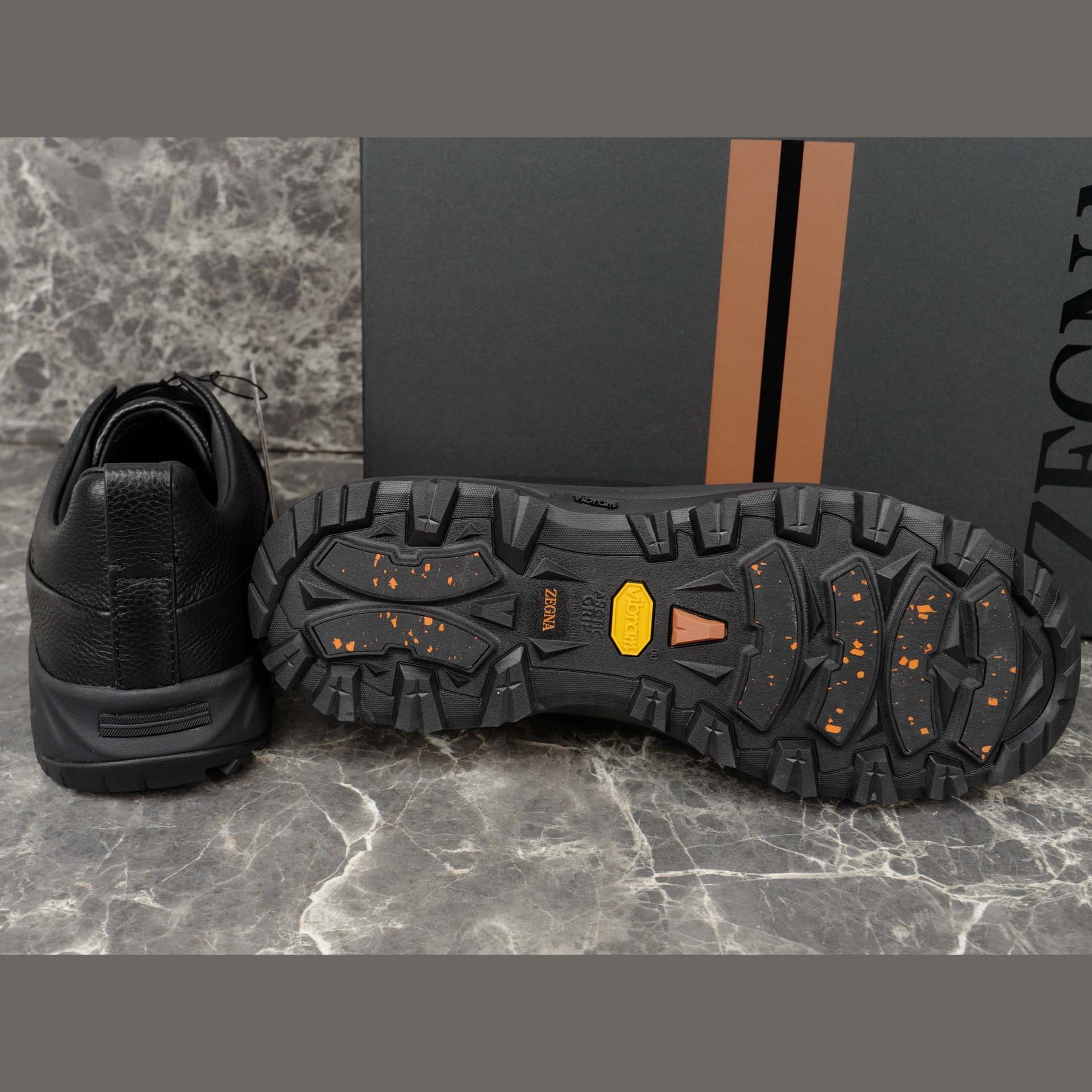 Zegna Black Leather Triple Stitch™ Monte Sneakers - DesignerGu