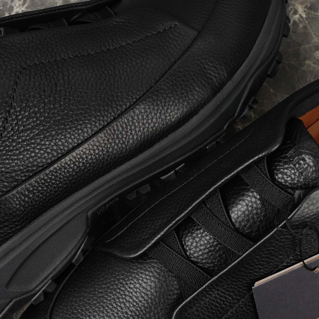 Zegna Black Leather Triple Stitch™ Monte Sneakers - DesignerGu