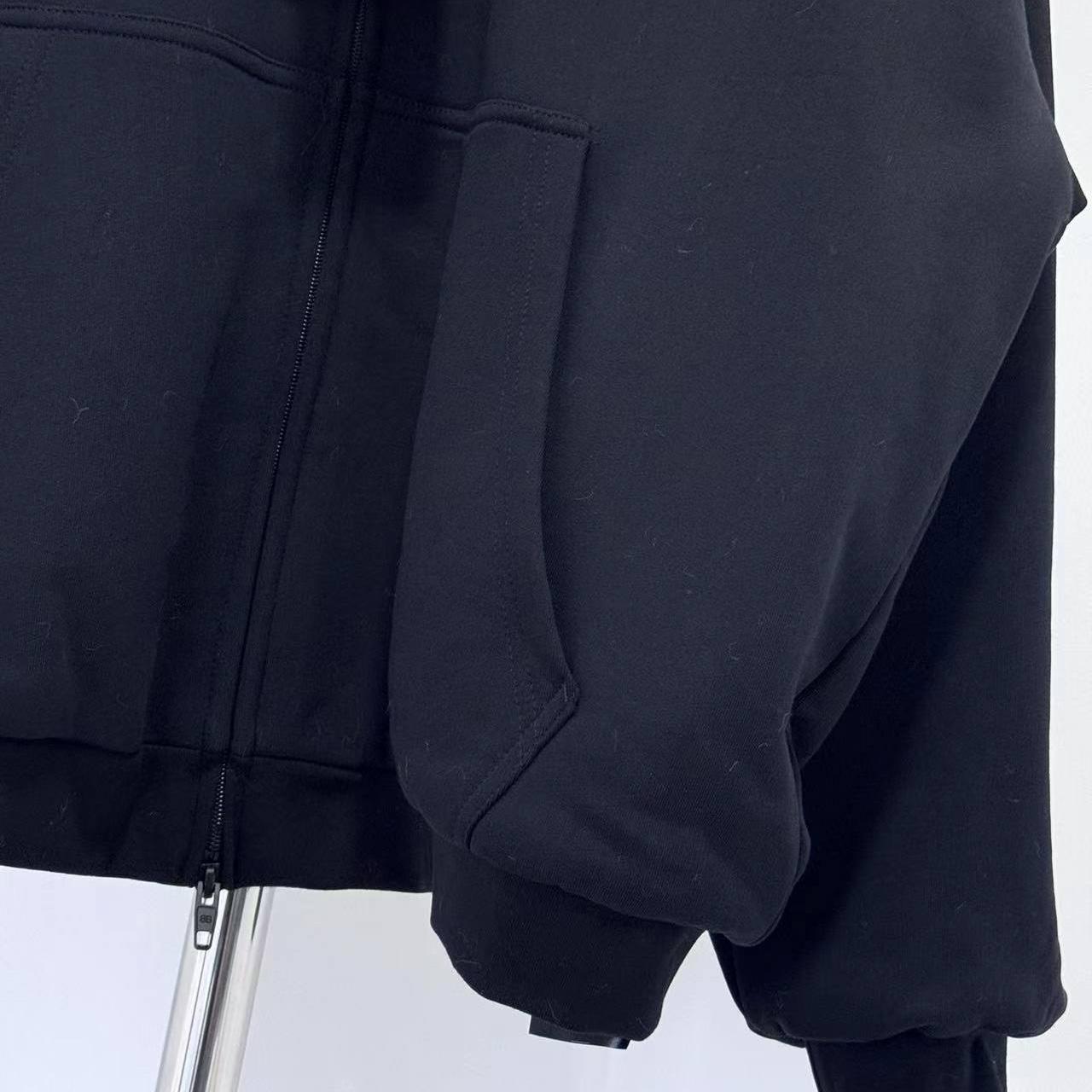 Balenciaga Fluffy Zip-Up Hoodie In Washed Black Medium Fleece - DesignerGu