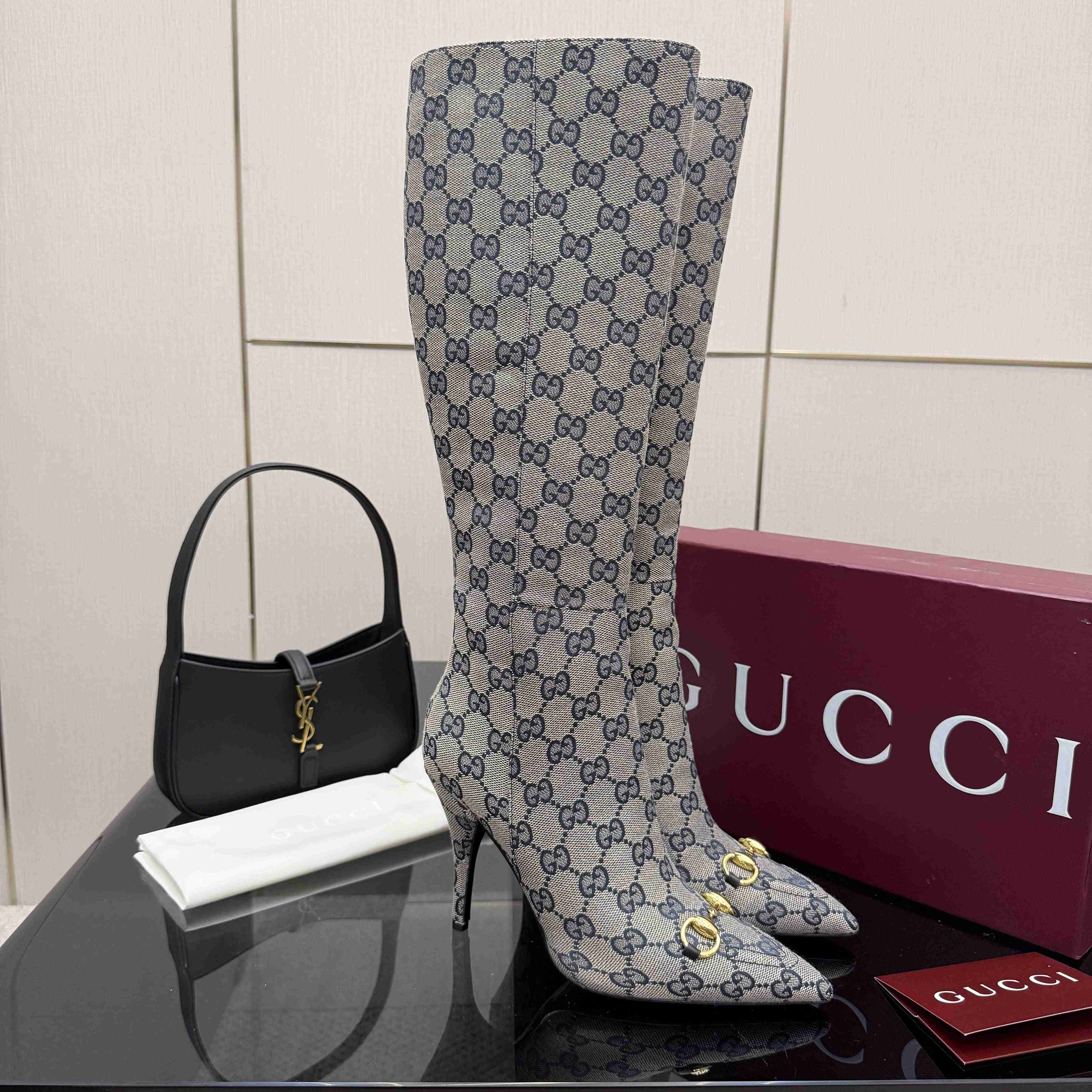 Gucci GG Monogram Knee-high Boots - DesignerGu