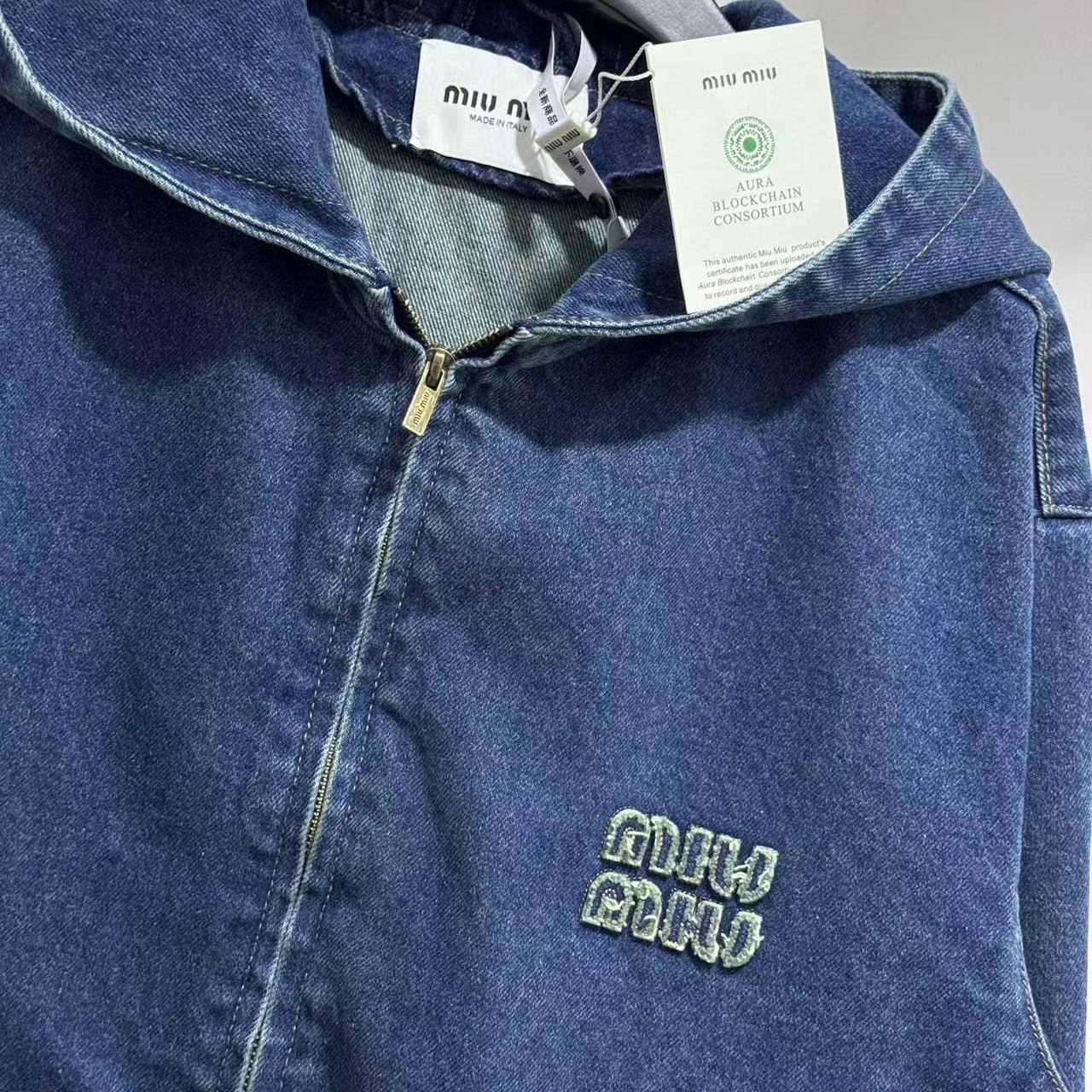 Miu Miu Denim Hoodie Jacket - DesignerGu