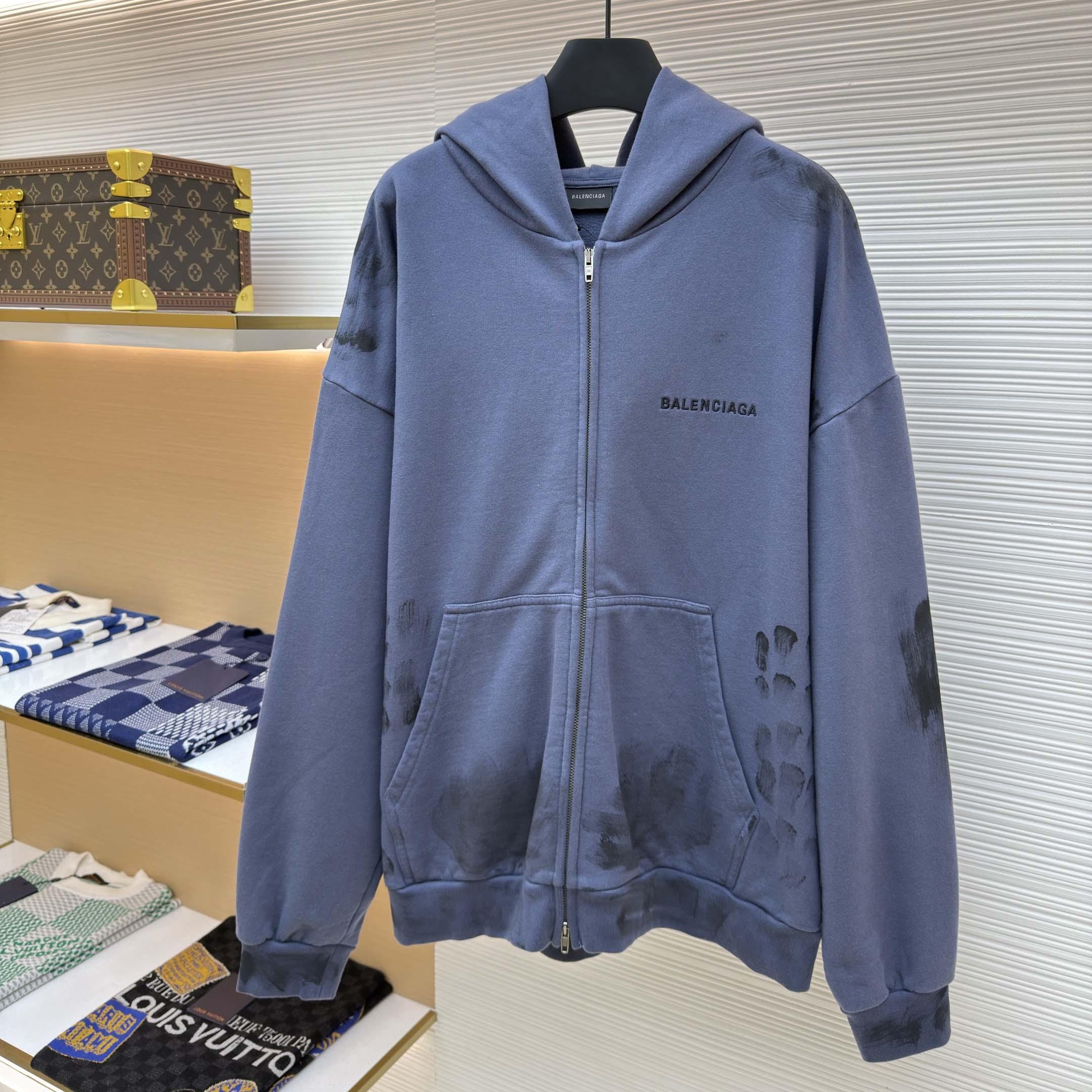 Balenciaga Logo-print Zip-up Hoodie - DesignerGu