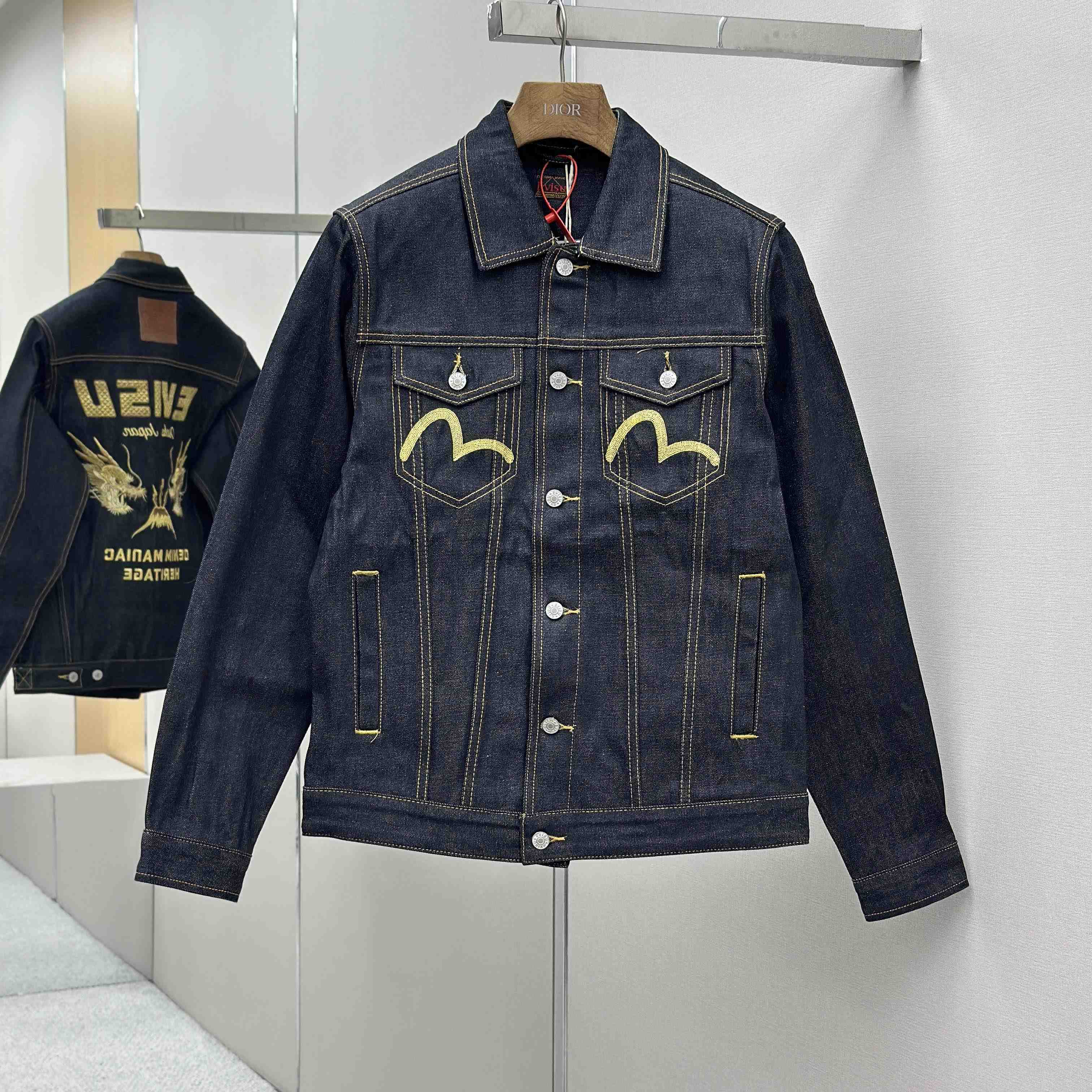 Evisu Hakutaku Embroidery Relax Fit Denim Jacket - DesignerGu