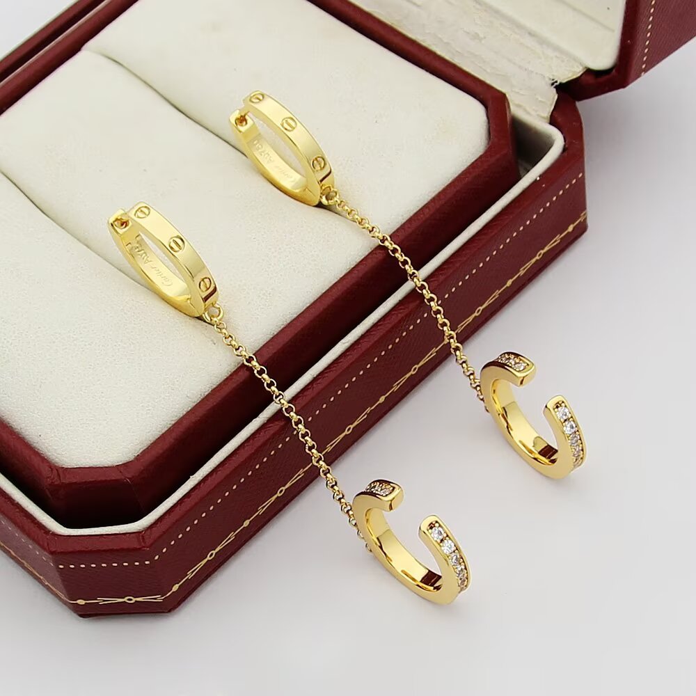 Cartier And Diamond Love Hoop Single Earring - DesignerGu