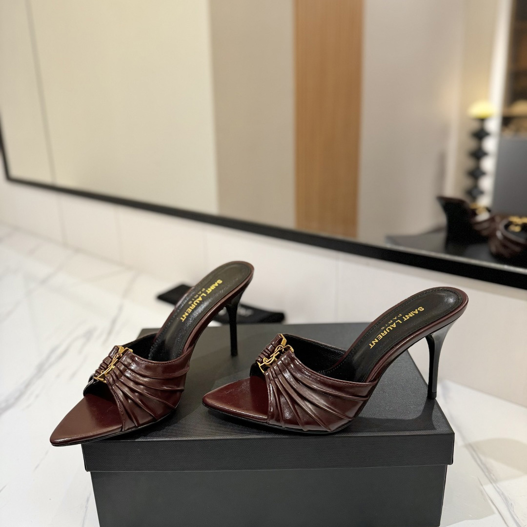 Saint Laurent Babylone Mules In Smooth Leather  - DesignerGu