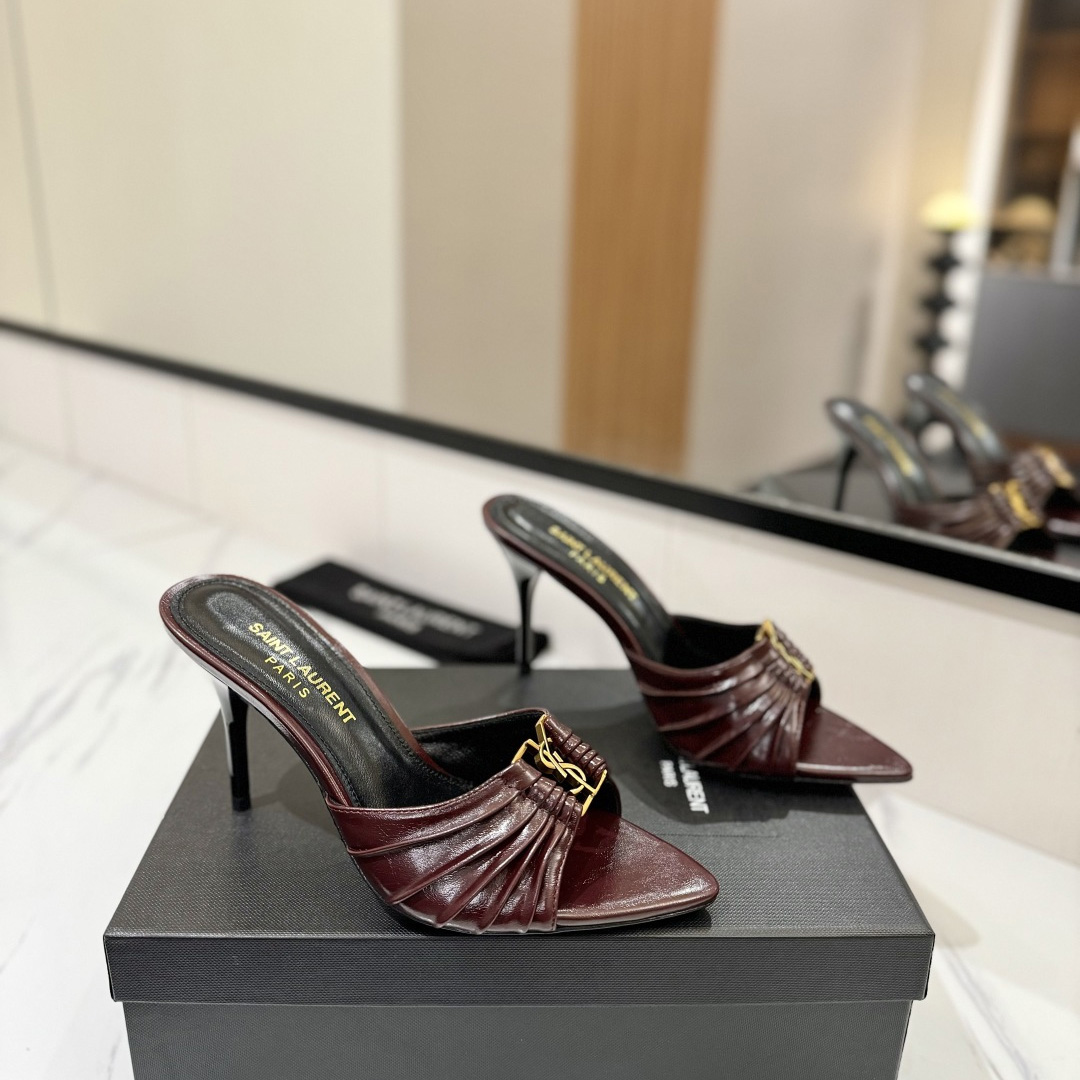 Saint Laurent Babylone Mules In Smooth Leather  - DesignerGu