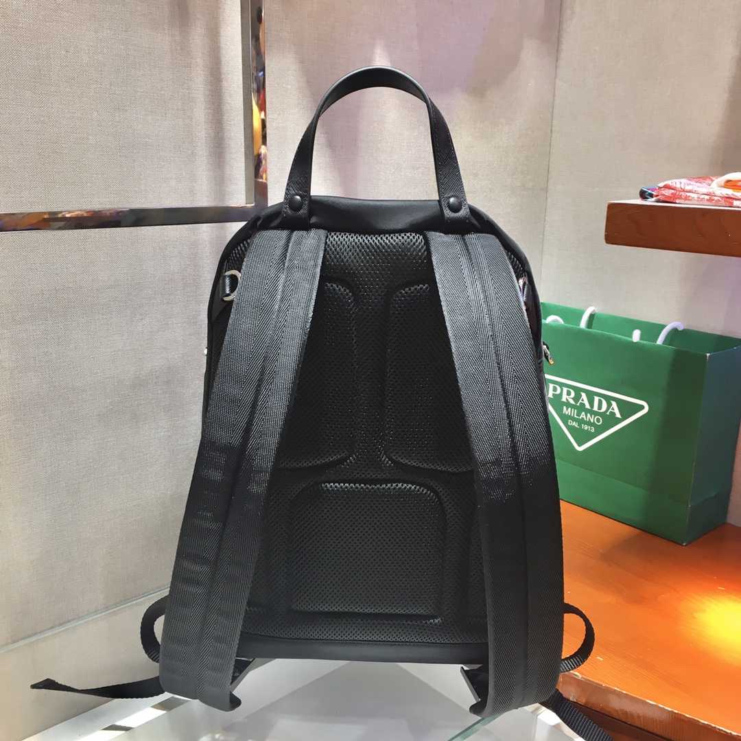 Prada Black Nylon And Saffiano Backpack   29*40*17cm - DesignerGu