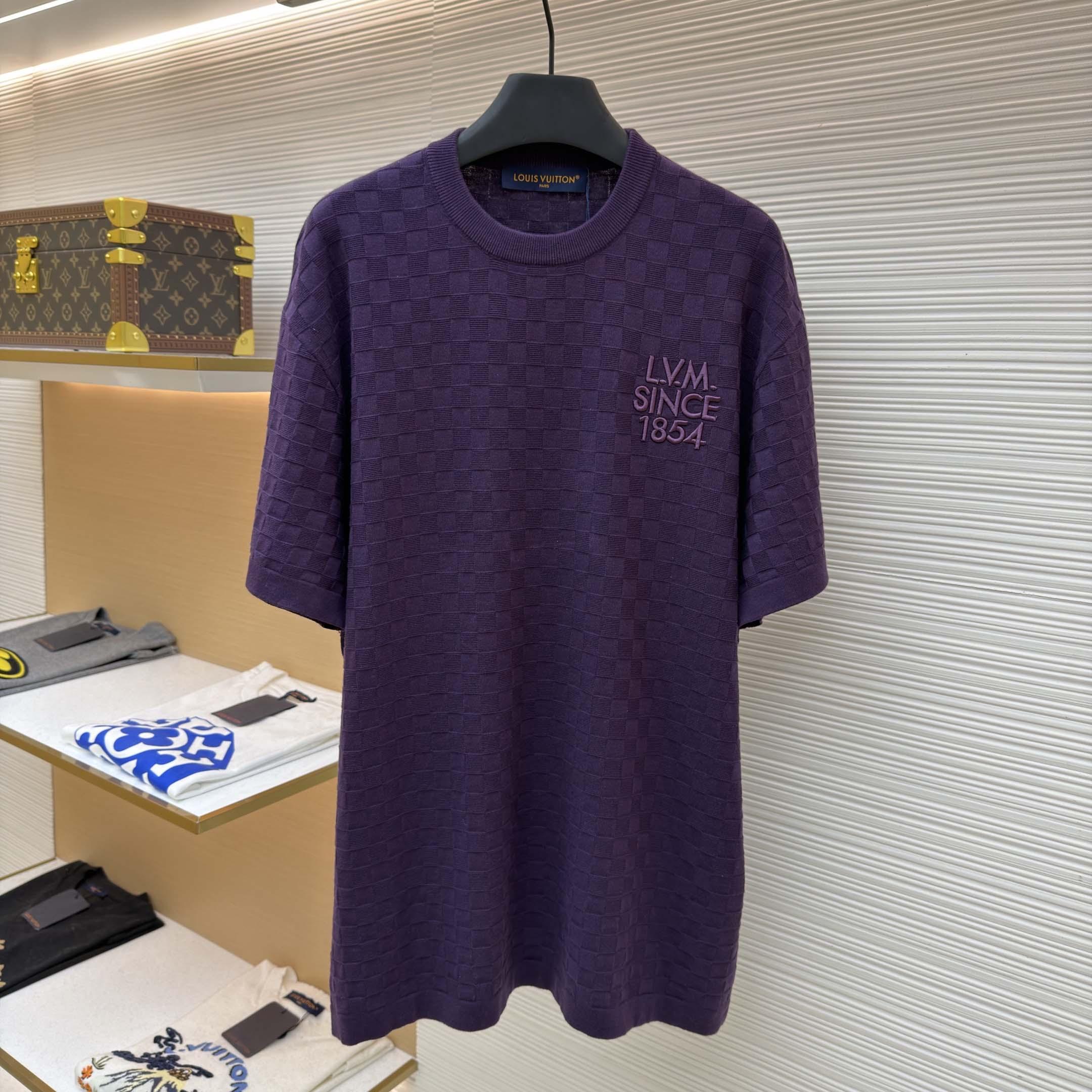 Louis Vuitton Damier Jacquard Short-Sleeved Crewneck    1AJTVL - DesignerGu