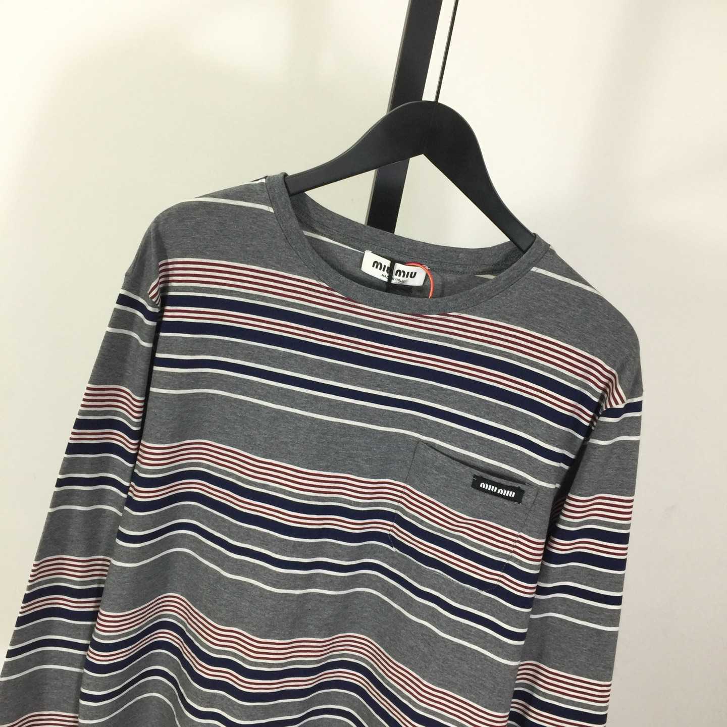 Miu Miu Striped Jersey T-shirt - DesignerGu