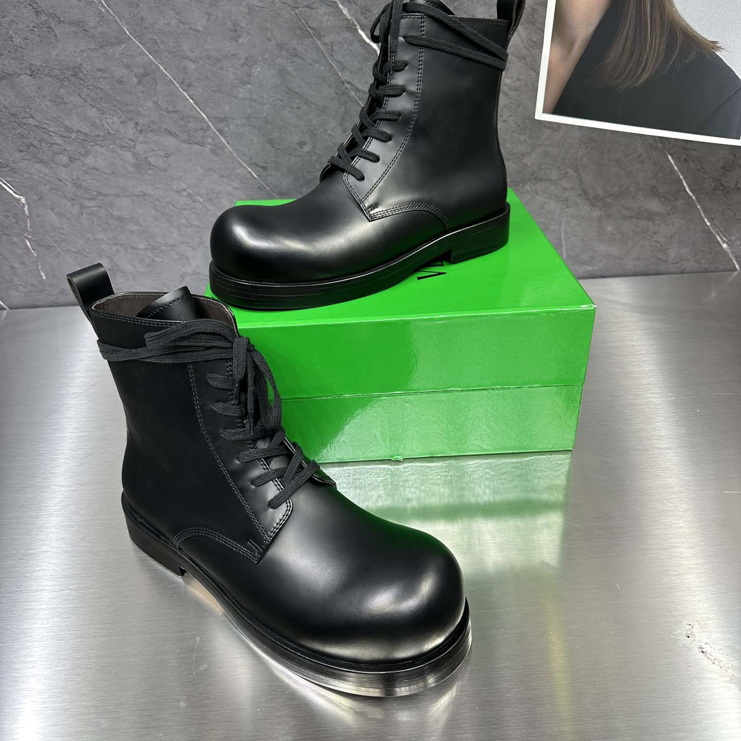 Bottega Veneta Helium Lace-Up Ankle Boots in Black - DesignerGu