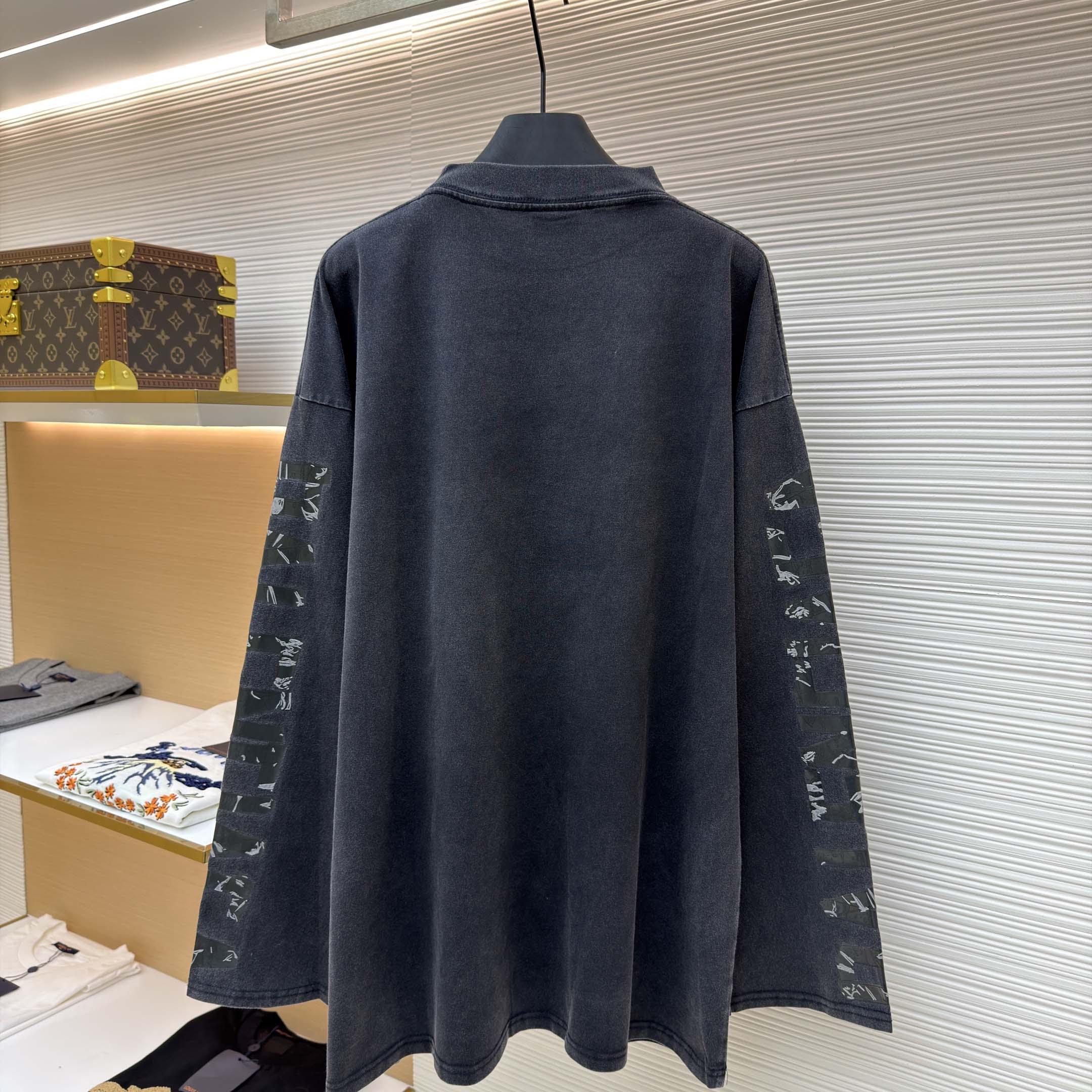 Balenciaga Men's Transparent Tape Shifted Oversized Long Sleeve T-shirt - DesignerGu