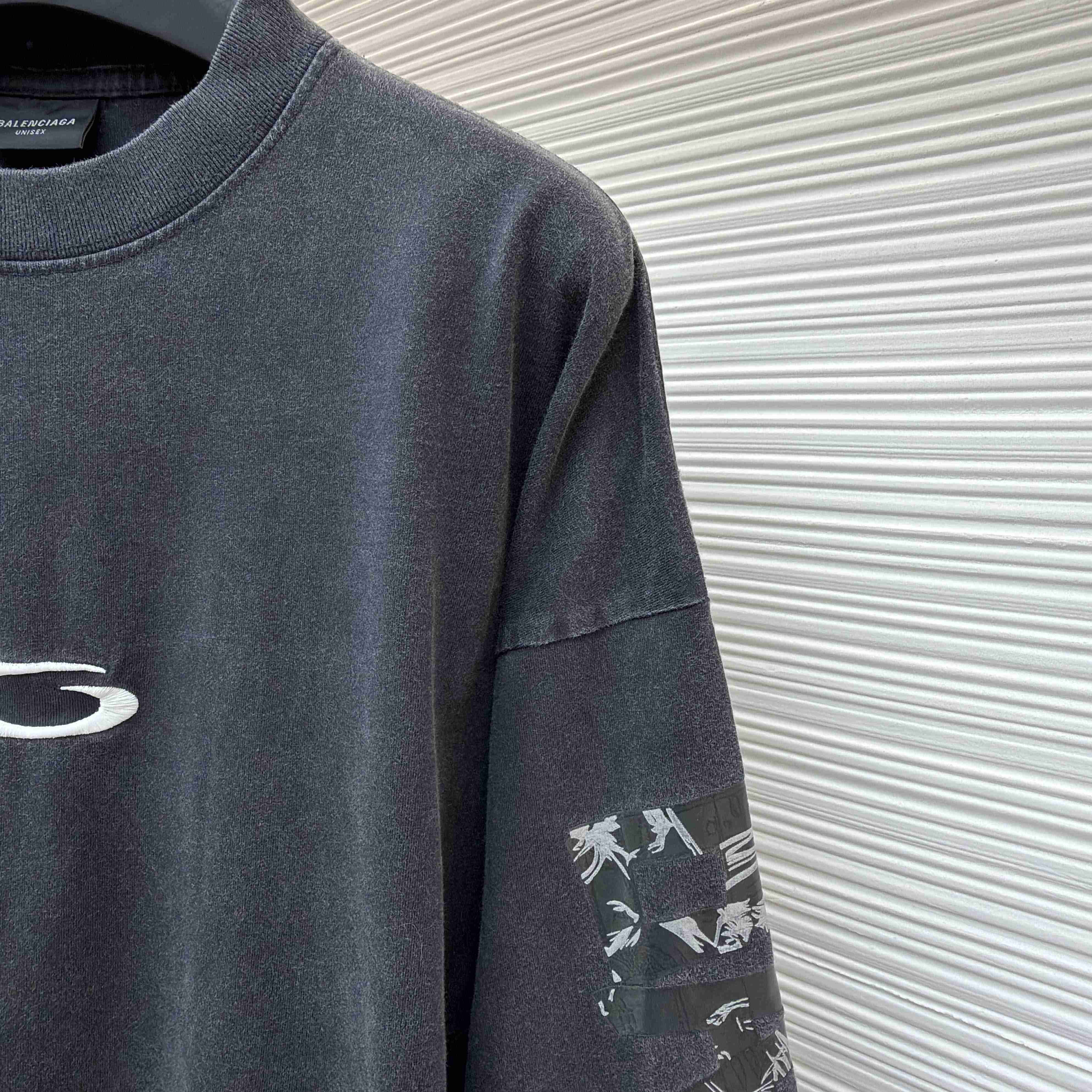 Balenciaga Men's Transparent Tape Shifted Oversized Long Sleeve T-shirt - DesignerGu