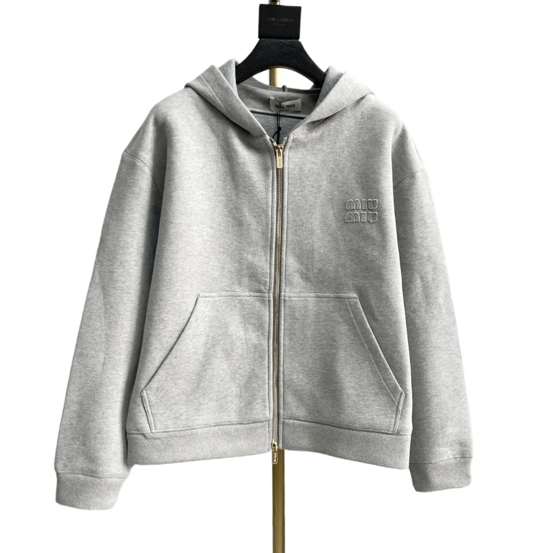 Miu Miu Logo-appliqué Cotton Hoodie     80002 - DesignerGu