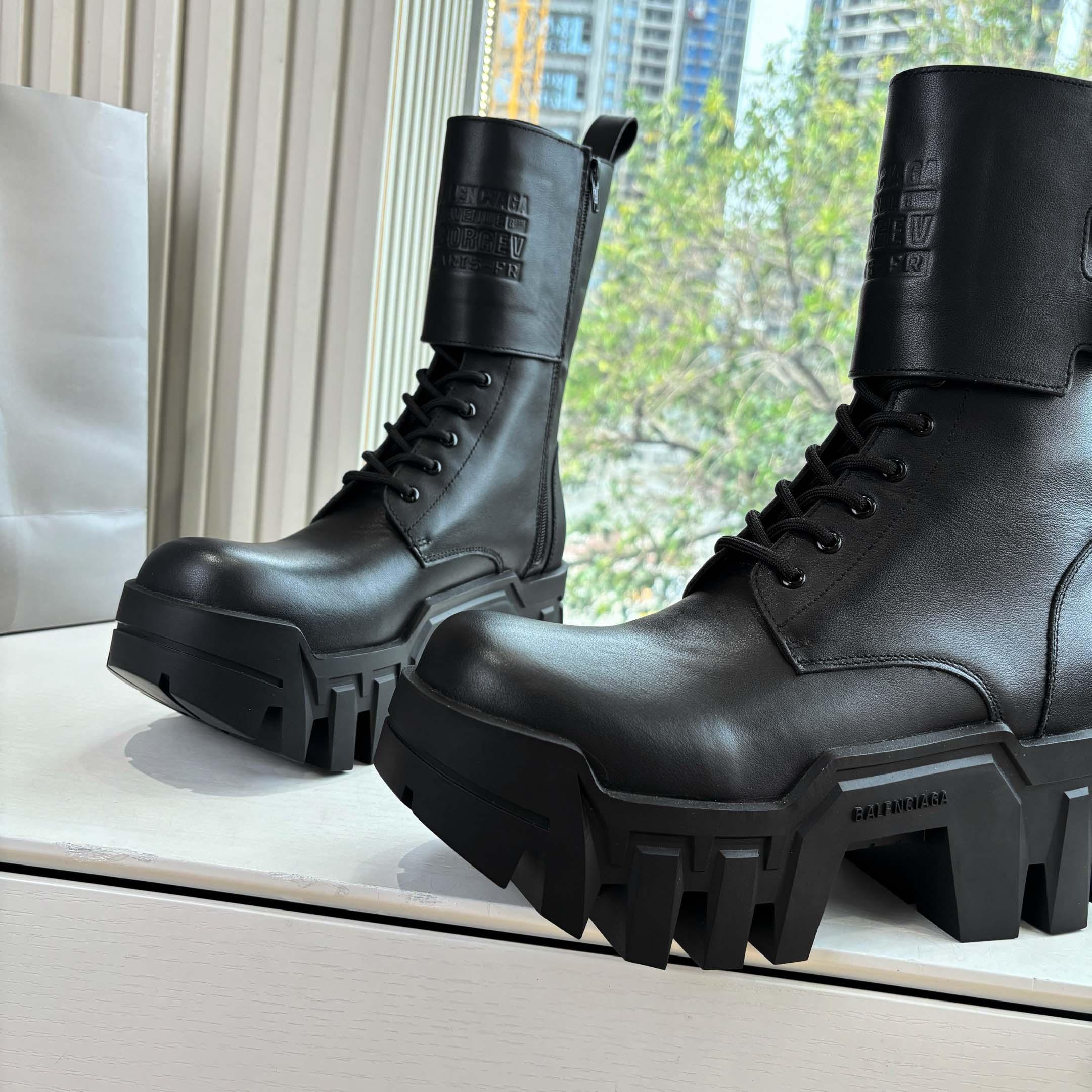 Balenciaga Bulldozer Combat Lace-Up Boot - DesignerGu