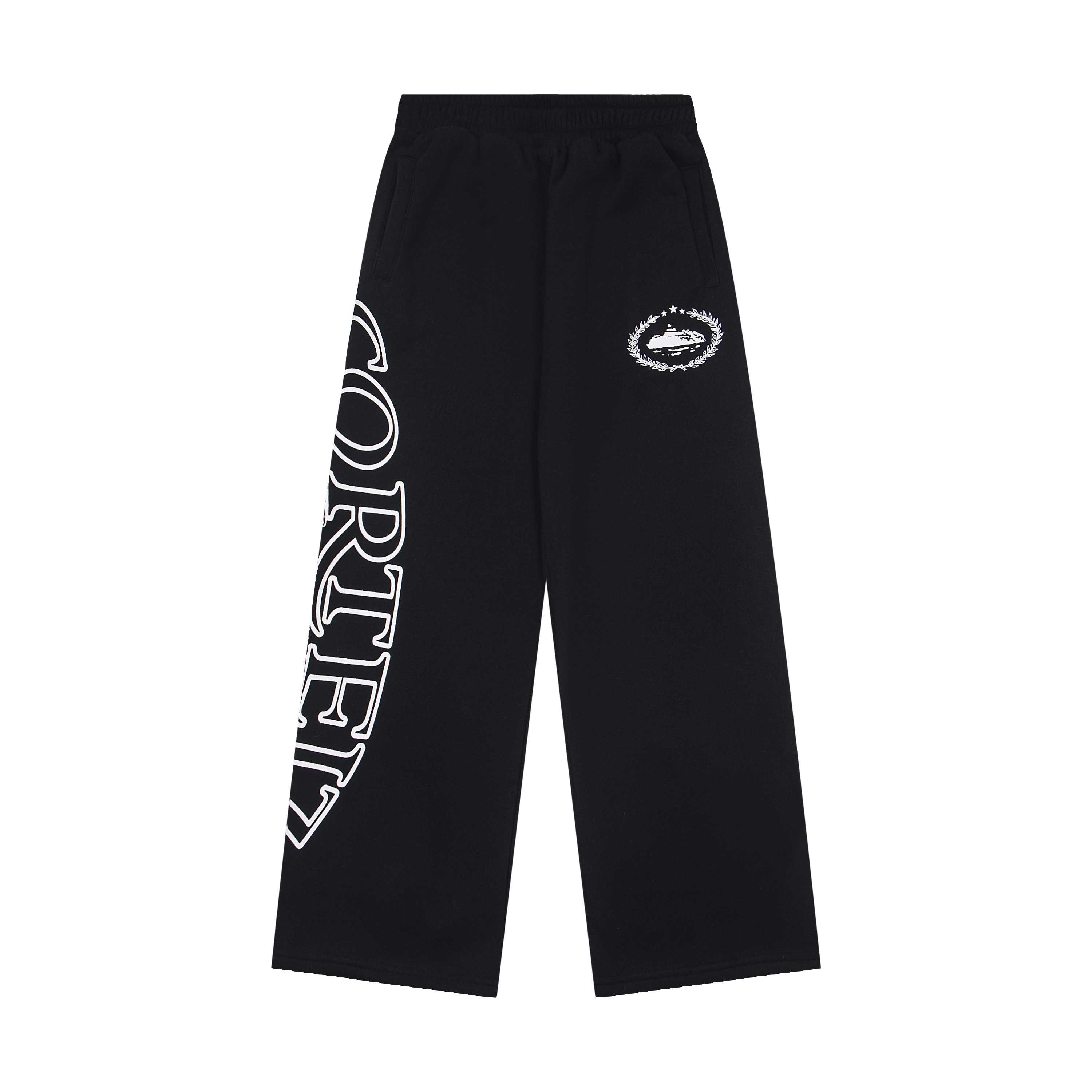 Corteiz RTW Superior Royale Open Hem Black Pants - DesignerGu