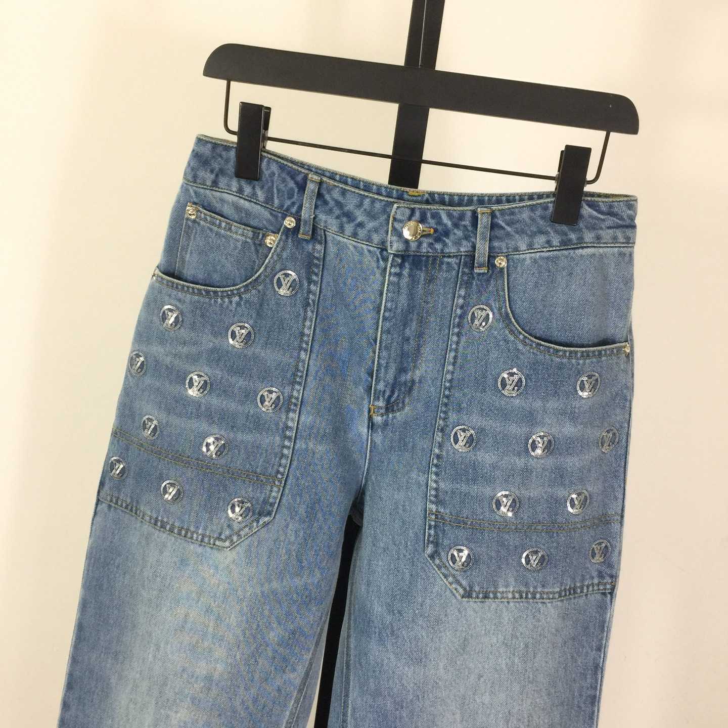 Louis Vuitton Signature Sequin Slim-Fit Jeans - DesignerGu