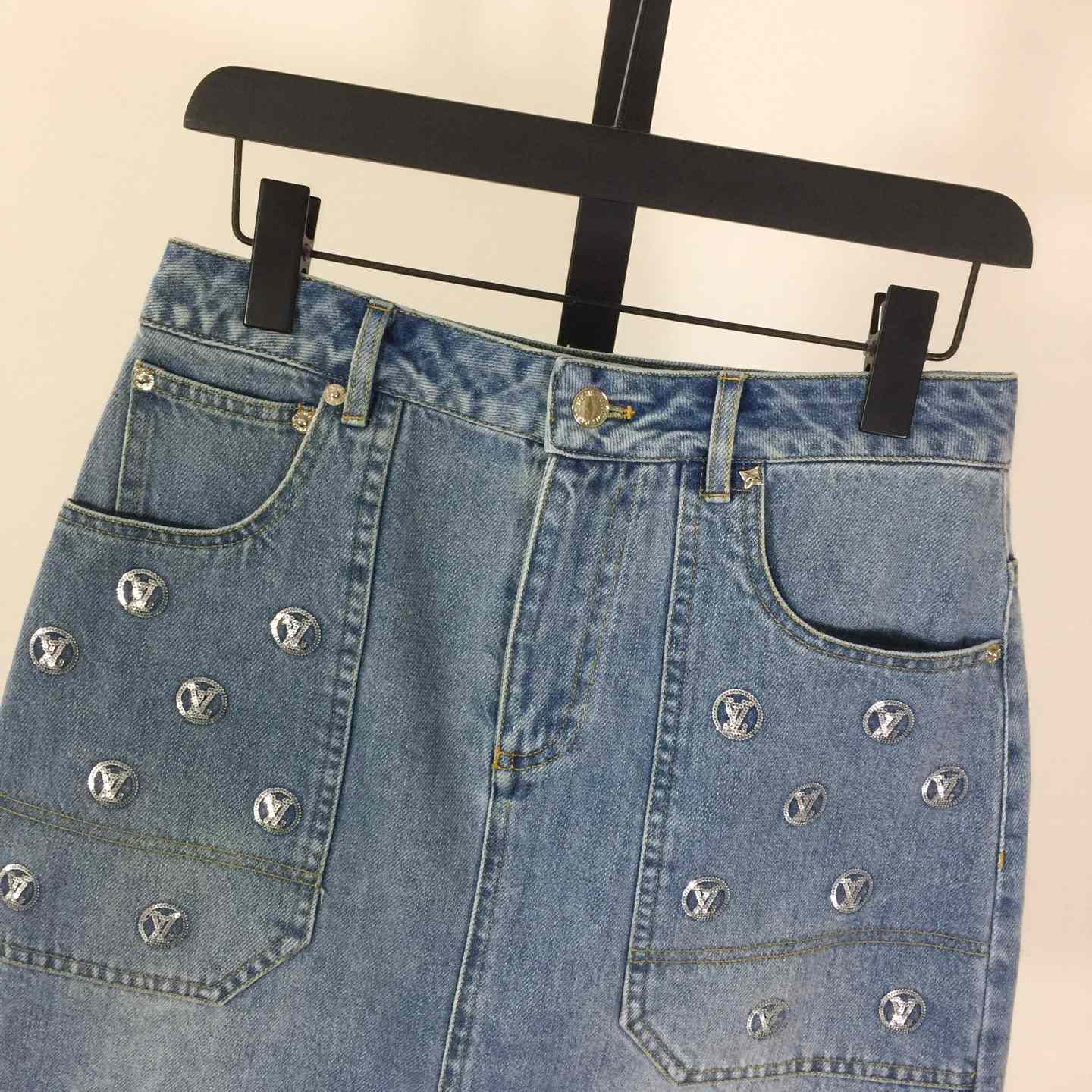 Louis Vuitton Signature Sequin Denim Mini Skirt - DesignerGu