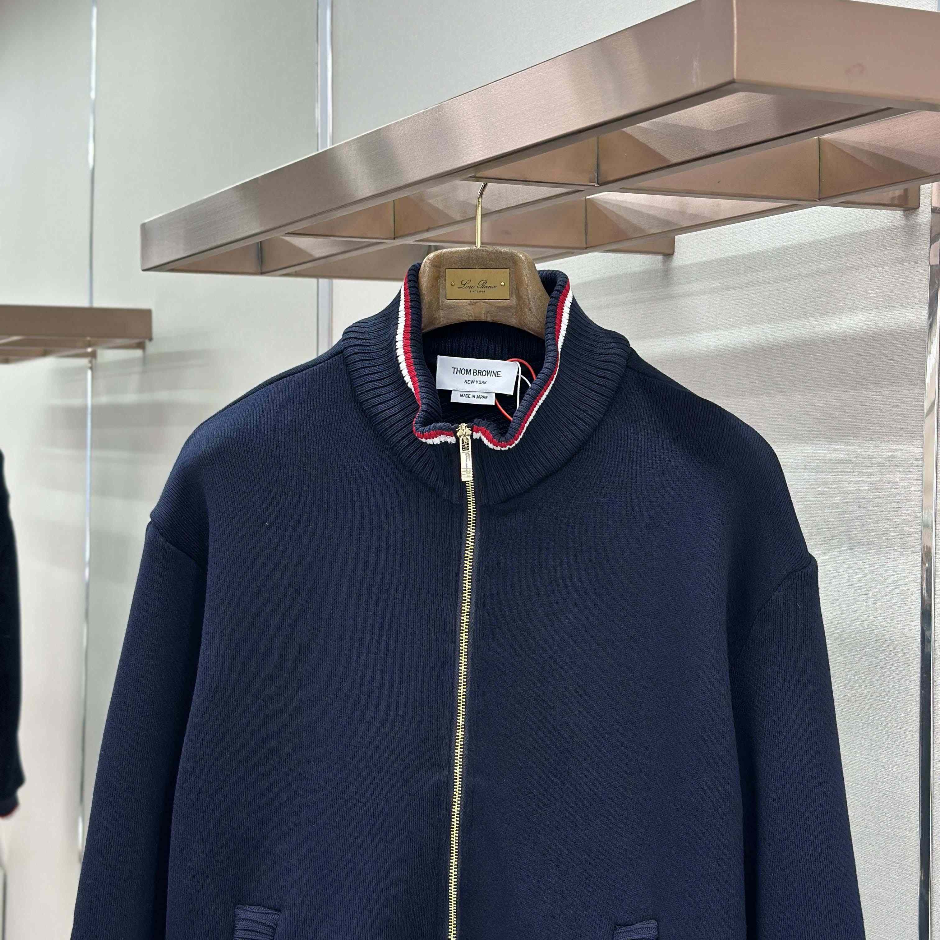 Thom Browne Loopback Oversized Rwb Stripe Jacket - DesignerGu