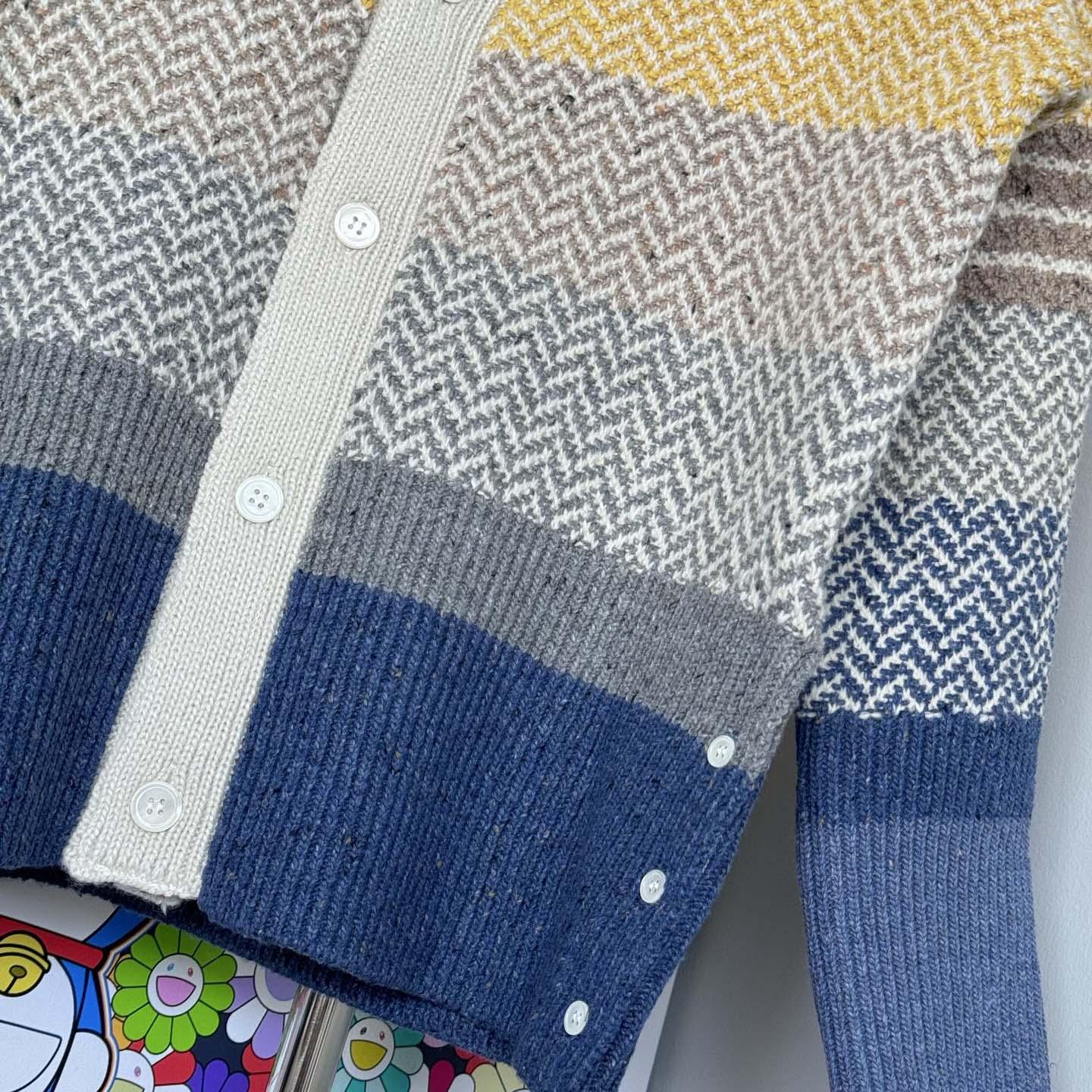 Thom Browne Striped Herringbone Jacquard Classic Cardigan 'Seasonal Multicolor' - DesignerGu