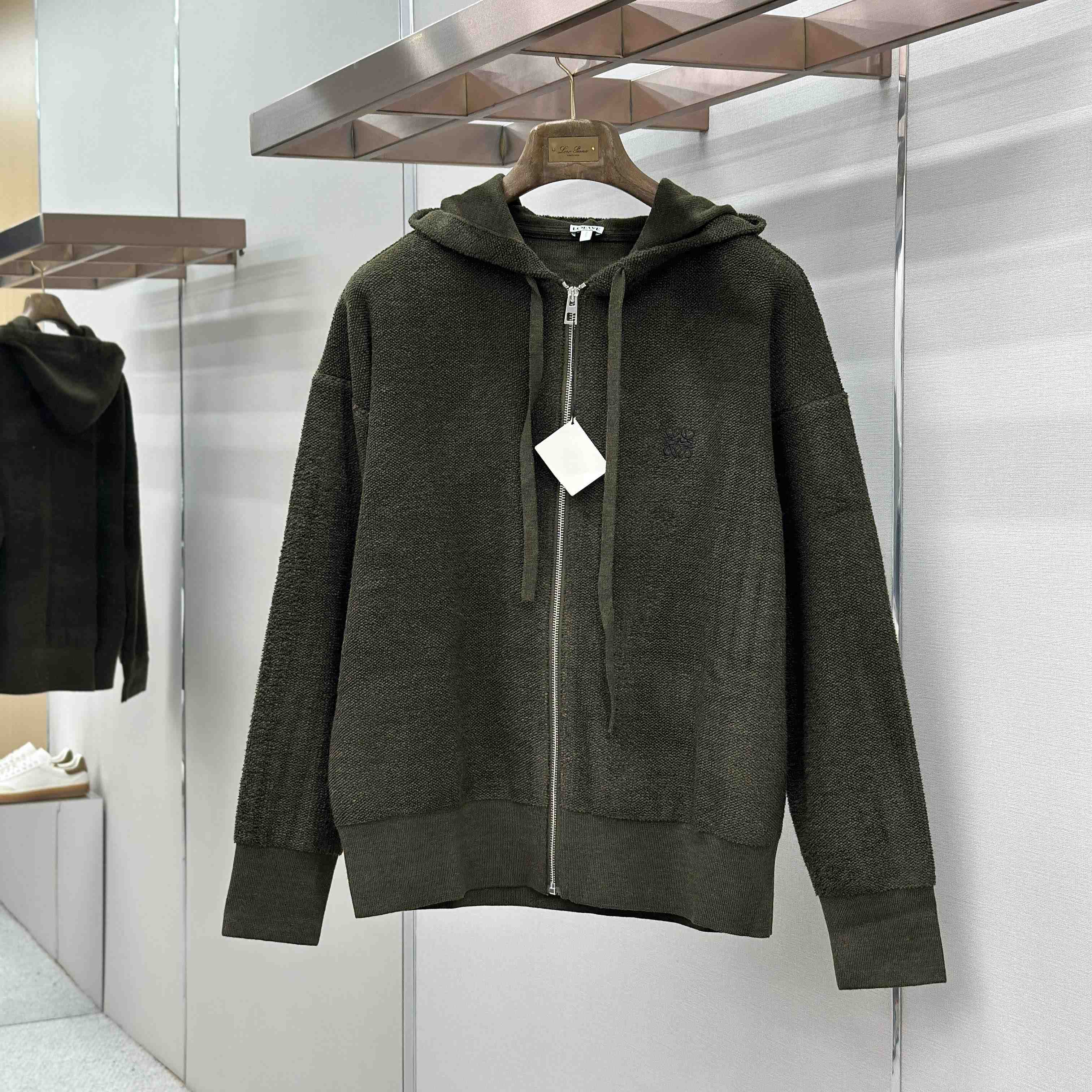 Loewe Anagram Zip-up Hoodie In Wool - DesignerGu