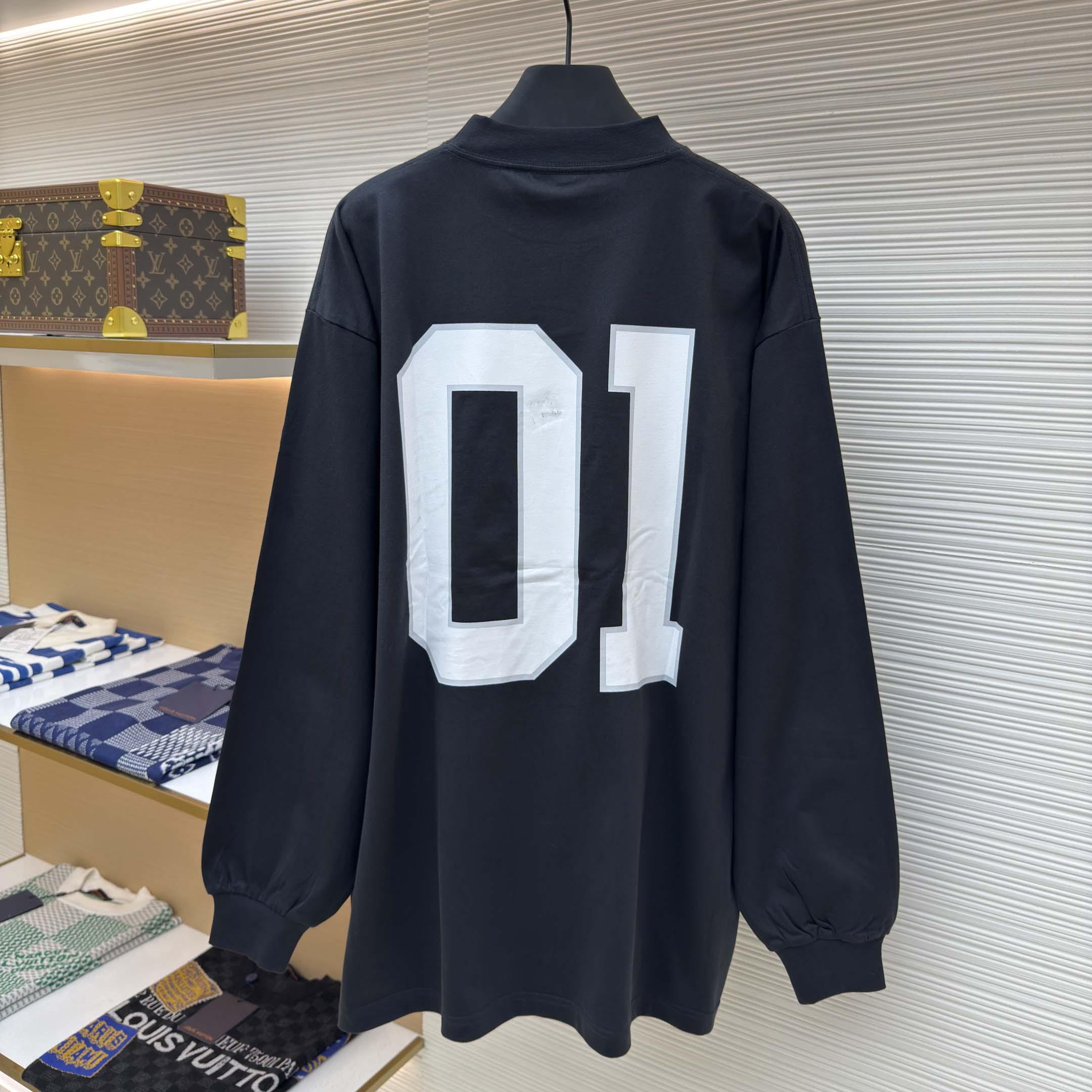 Balenciaga Basketball Series - Long Sleeve T-Shirt Large Fit In Washed Black - DesignerGu