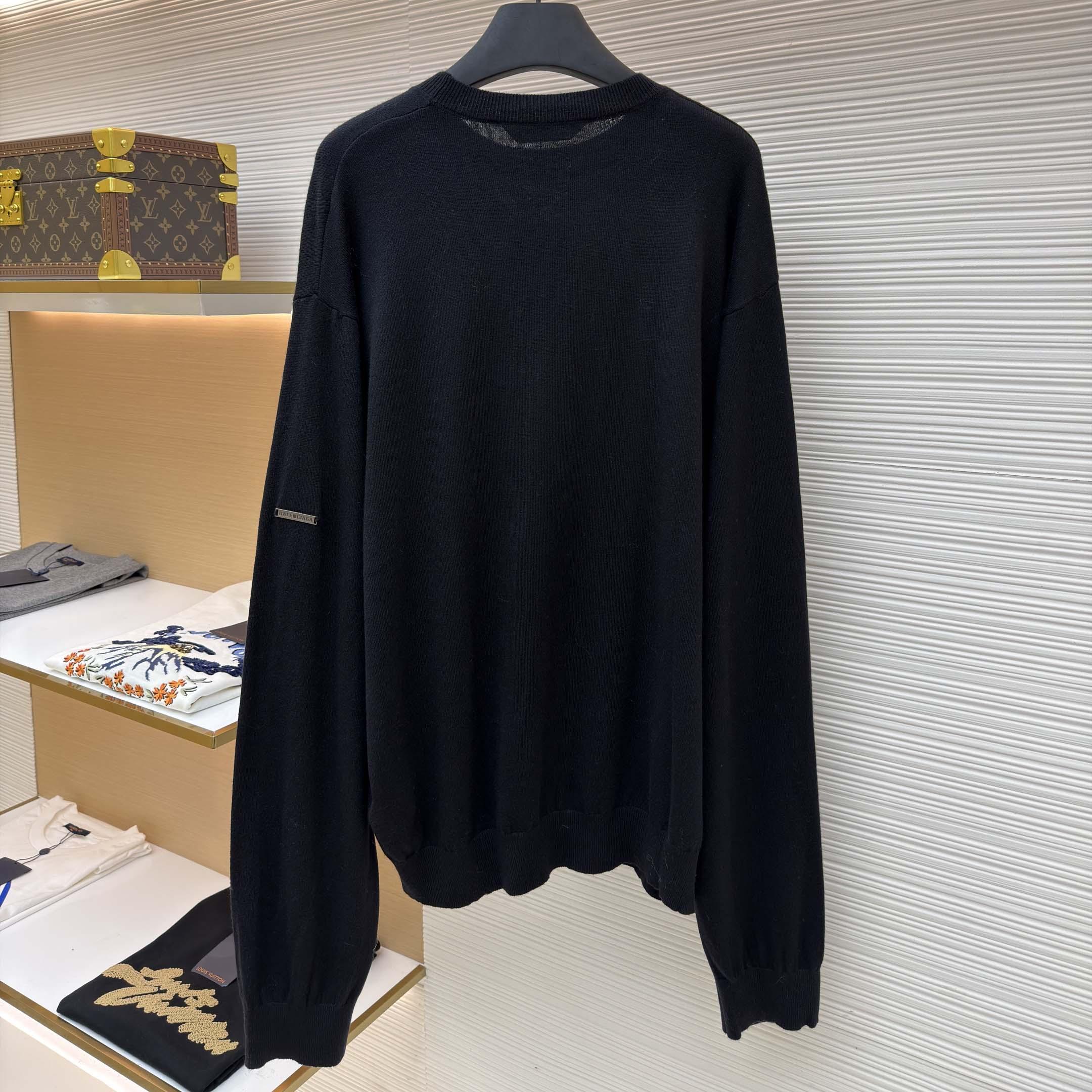 Balenciaga Crewneck Sweater in black  - DesignerGu