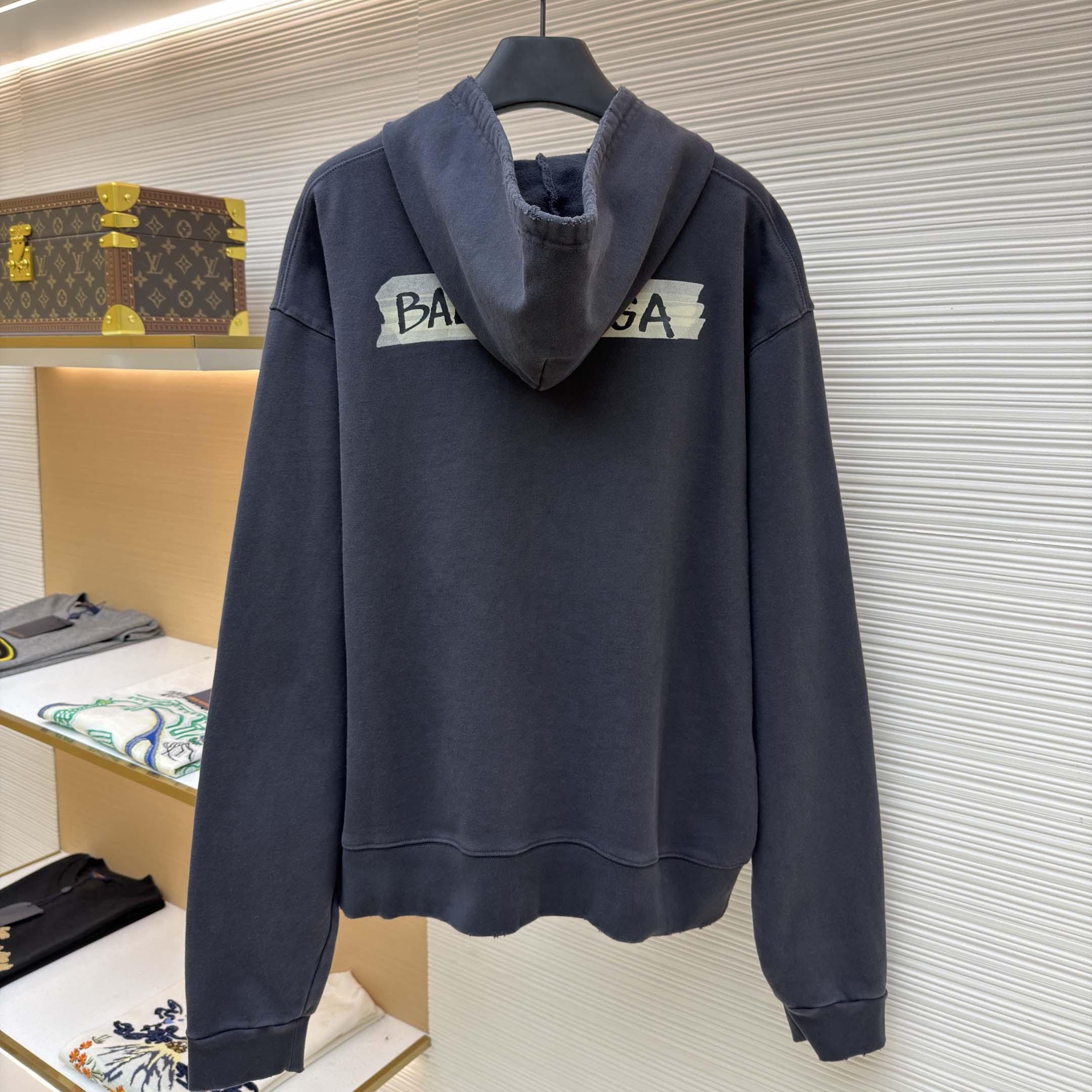 Balenciaga Masking Tape Oversized Zip-up Hoodie  - DesignerGu