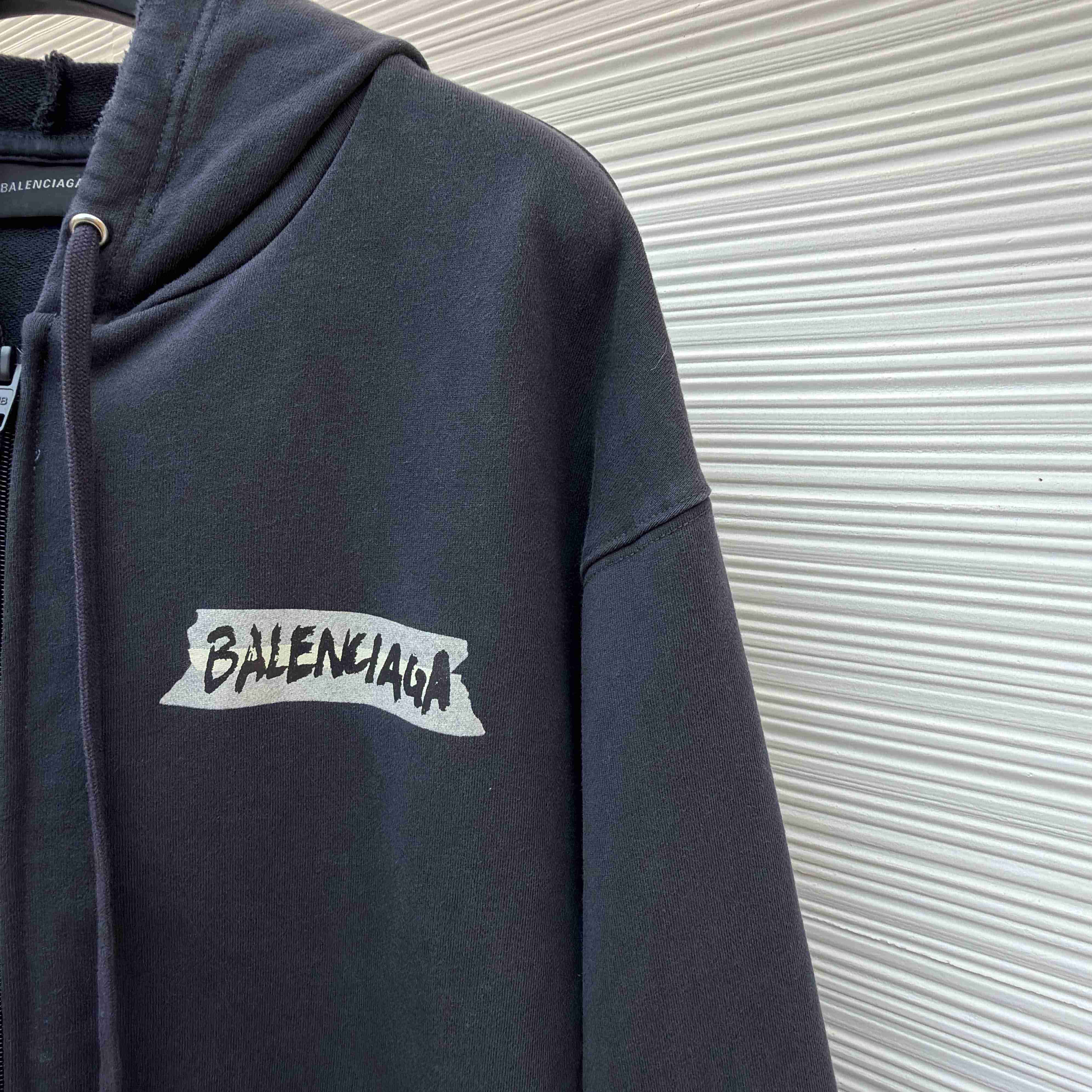 Balenciaga Masking Tape Oversized Zip-up Hoodie  - DesignerGu